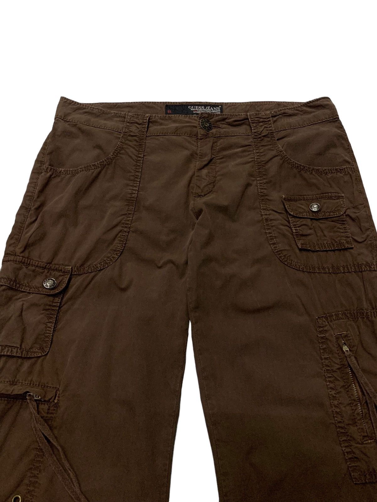 Guess × Vintage Vintage Guess Flared Brown Cargo Pants Size US 33 - 7 Thumbnail