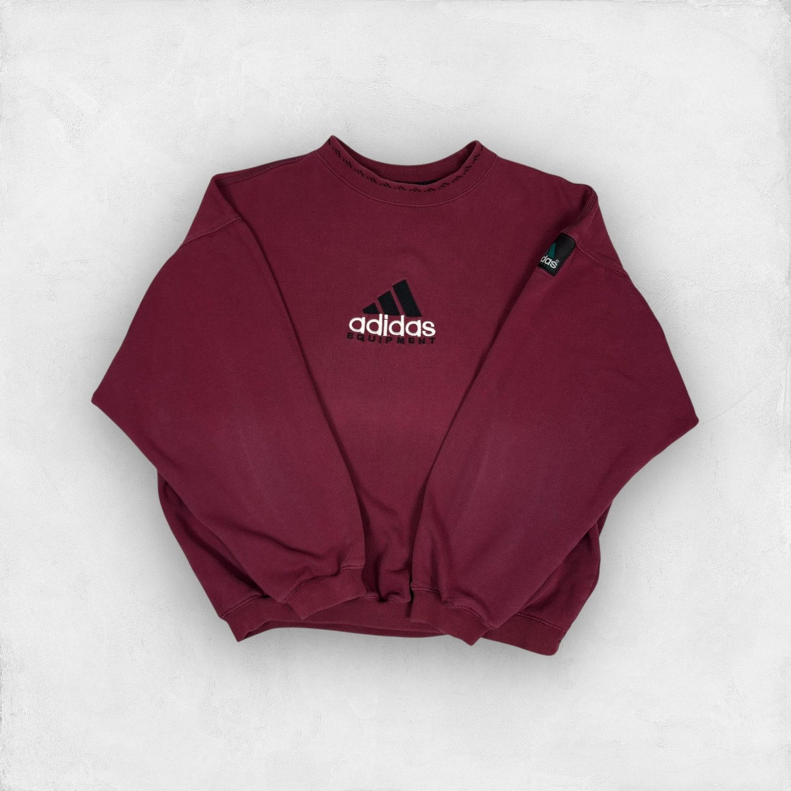Adidas × Vintage Adidas Mens Burgundy Cotton Fleece Lined Pullover Sweatshirt Size US L / EU 52-54 / 3 - 1 Thumbnail
