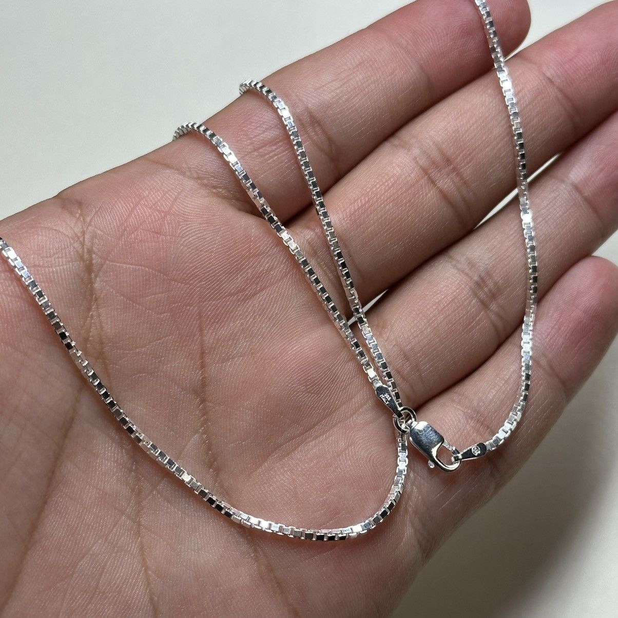 Sterling Silver Sterling Silver Box Link Necklace Size ONE SIZE - 4 Thumbnail