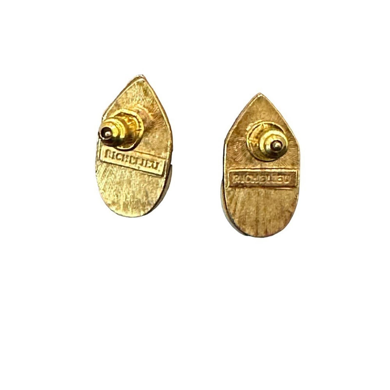 Designer Elegant Gold Tone Drop Earrings by Richelieu Size ONE SIZE - 2 Thumbnail