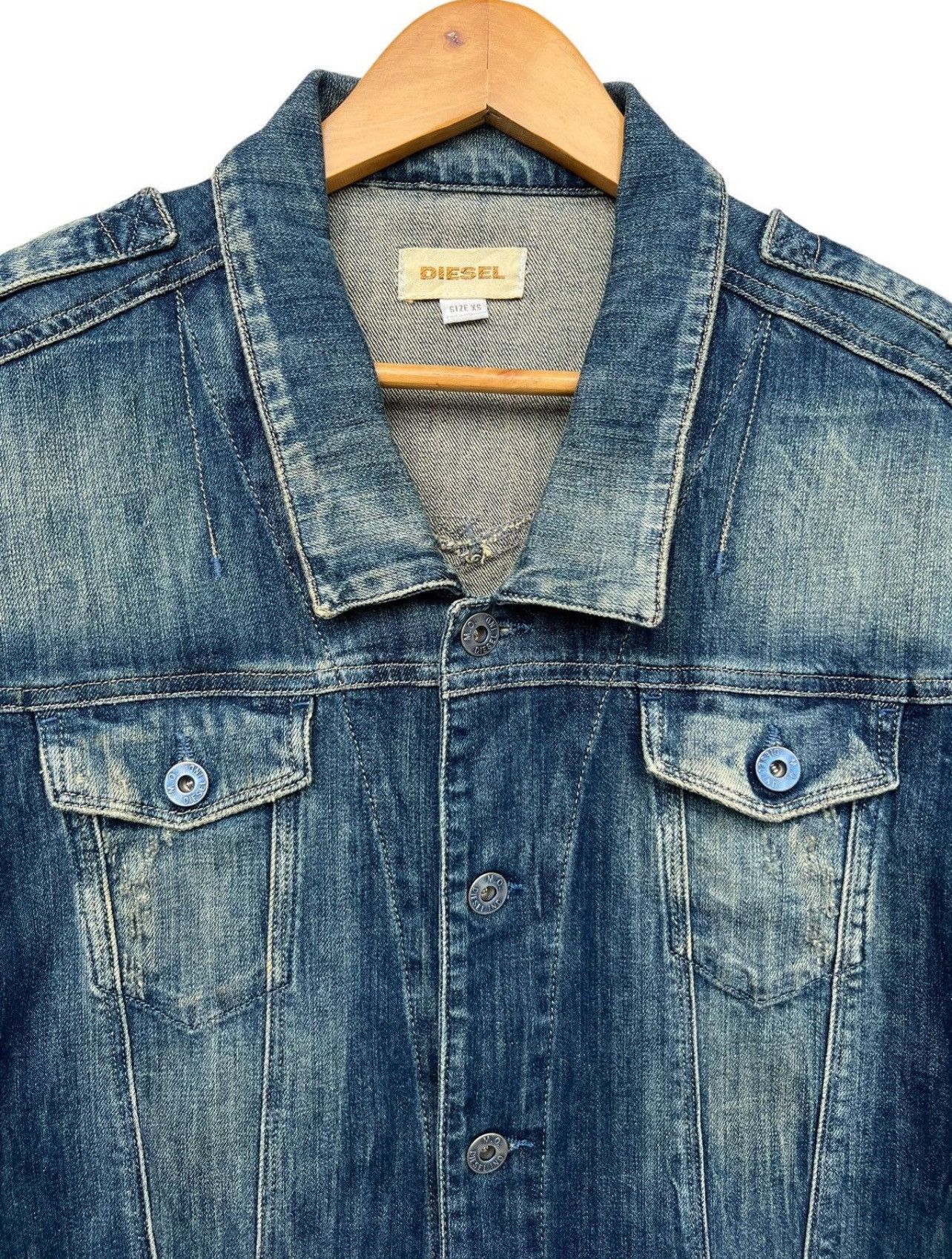 Diesel × Japanese Brand Diesel Denim Jeans Jacket Leather Patches Denim Jacket Size S / US 4 / IT 40 - 6 Thumbnail