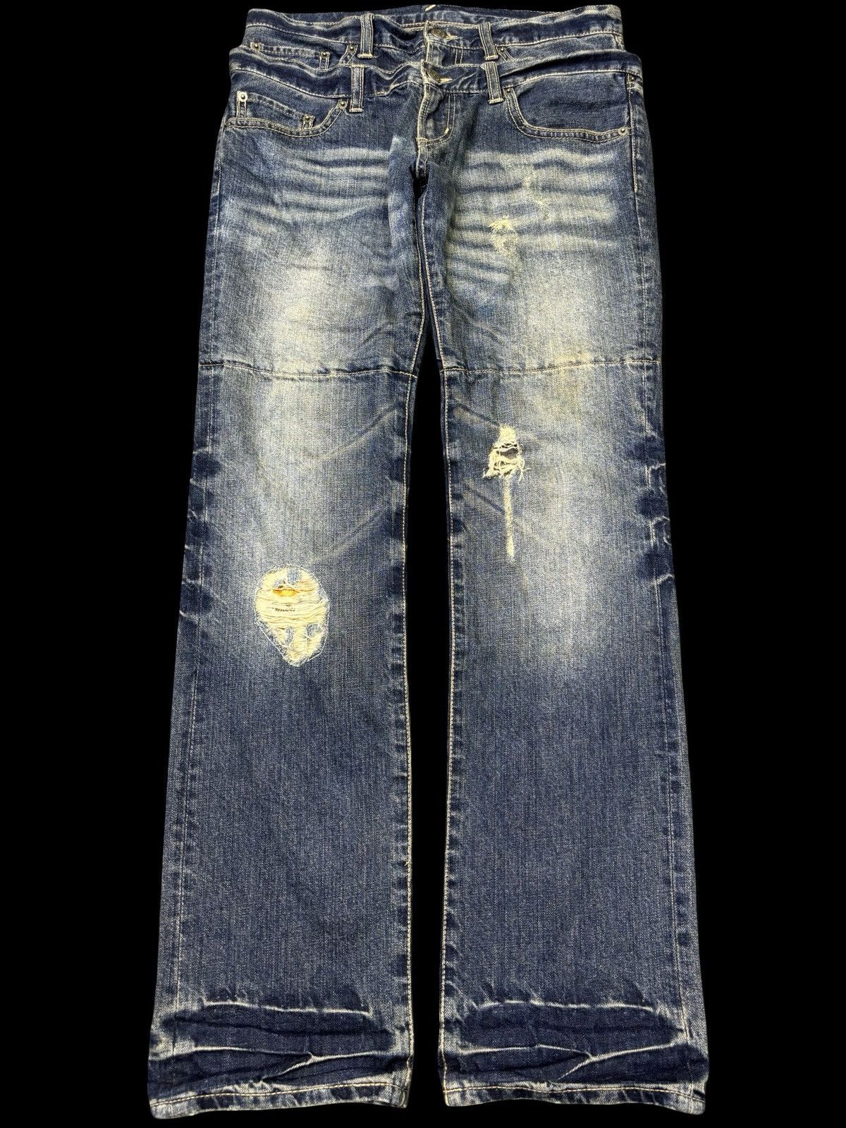 PPFM PPFM Double Waist Rust Wash Distressed Denim F778 Size US 32 / EU 48 - 1 Thumbnail