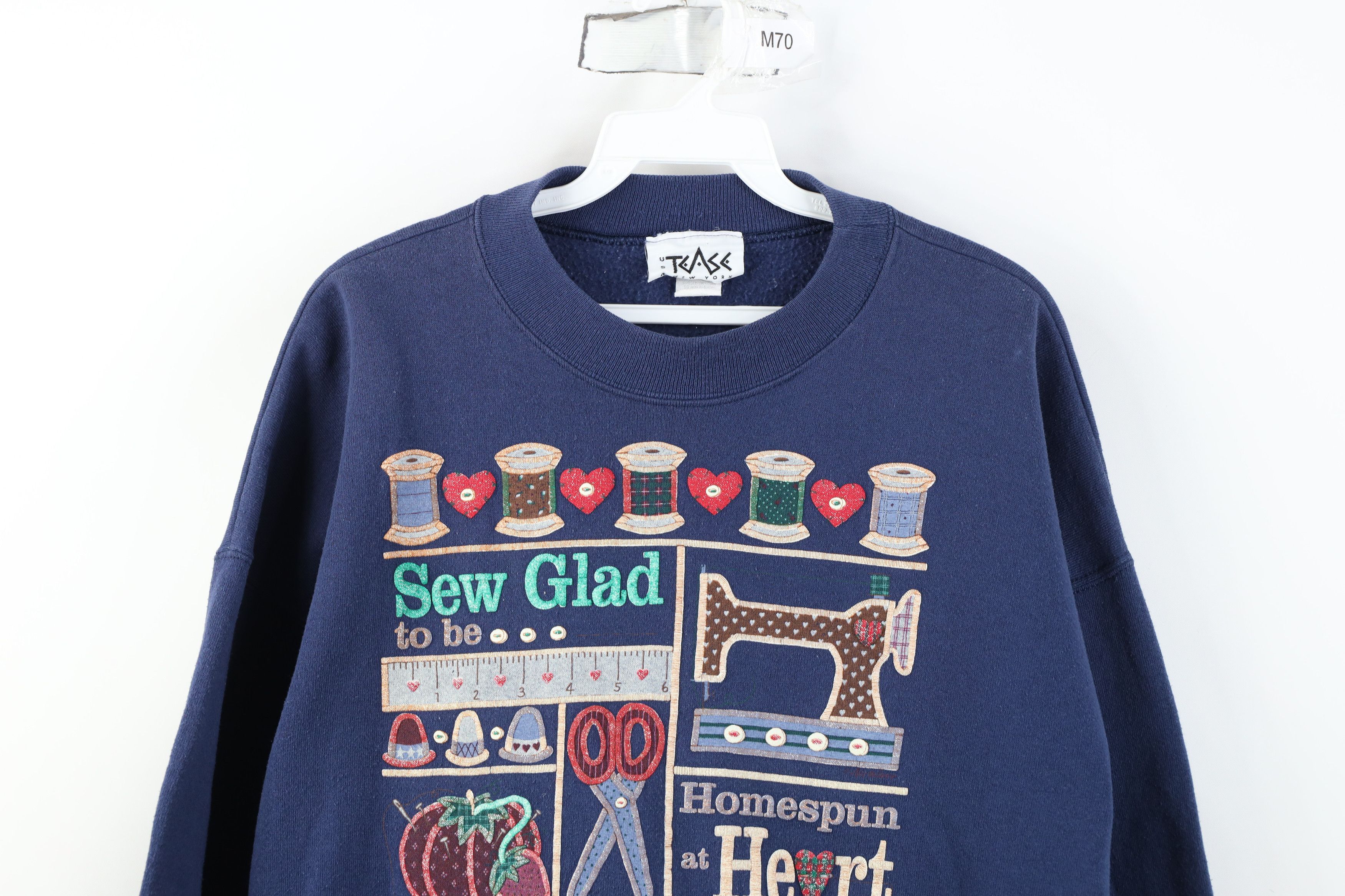 Vintage Vintage 90s Country Farmhouse Sew Puff Paint Sweatshirt Size XL / US 12-14 / IT 48-50 - 2 Thumbnail