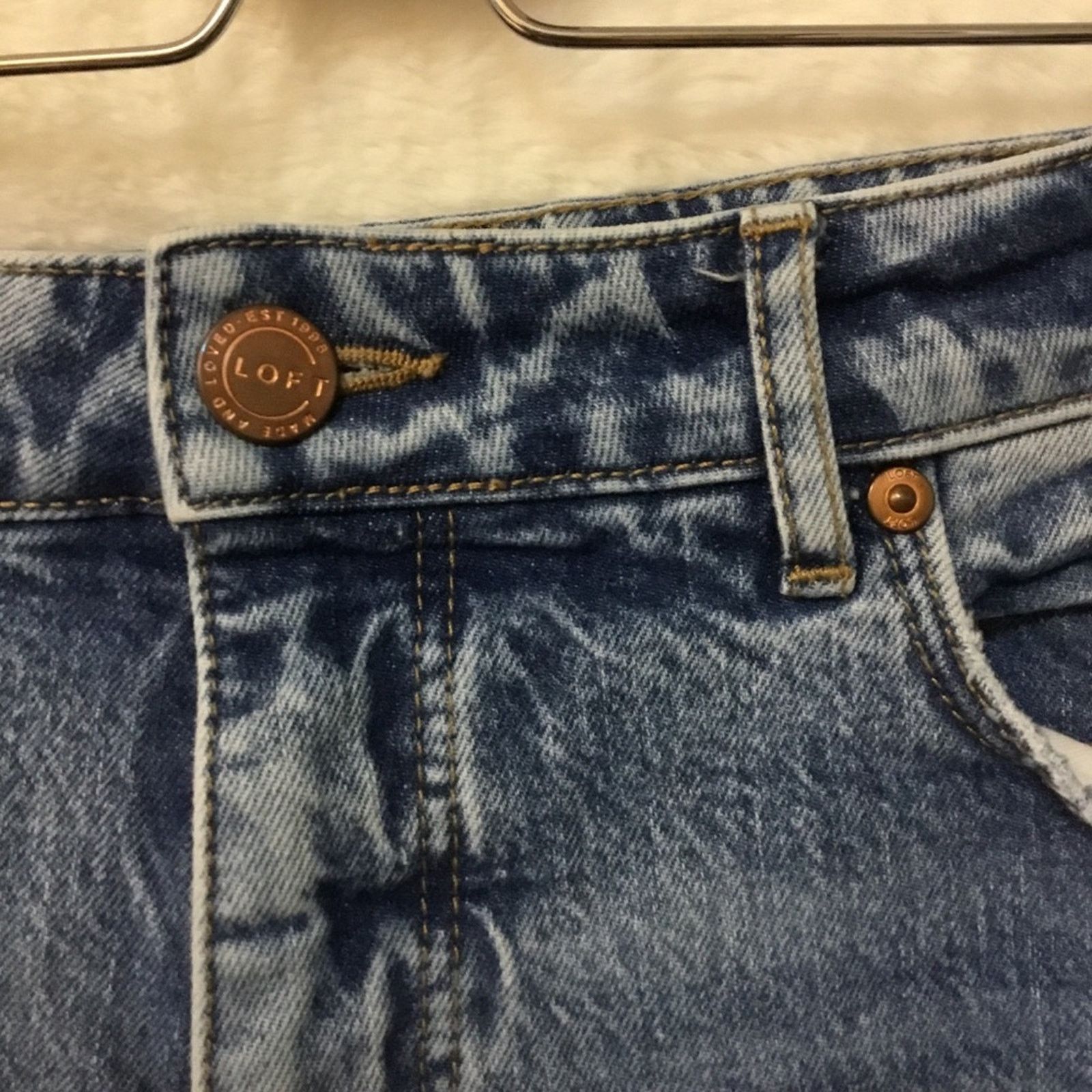 Loft Loft Blue Curvy High Waist Straight Crop Jeans Size 30" / US 8 / IT 44 - 2 Thumbnail