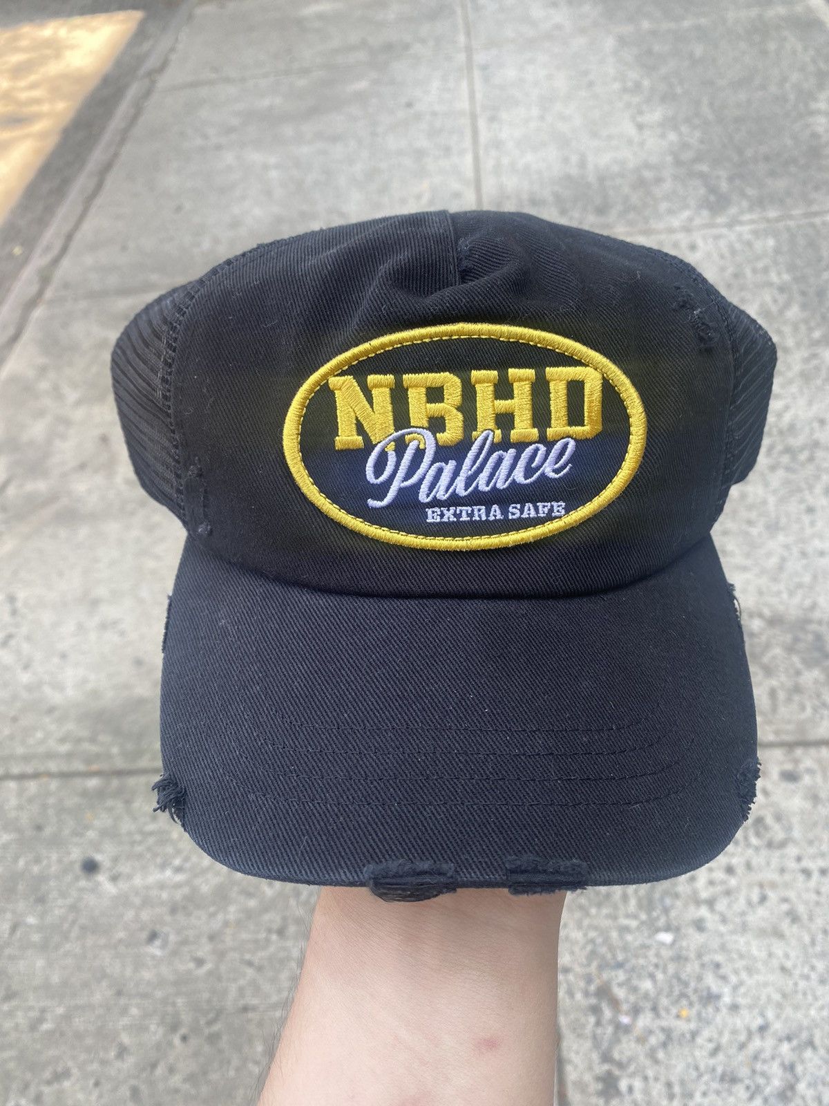 Palace Palace x neighborhood mesh trucker hat denim black
