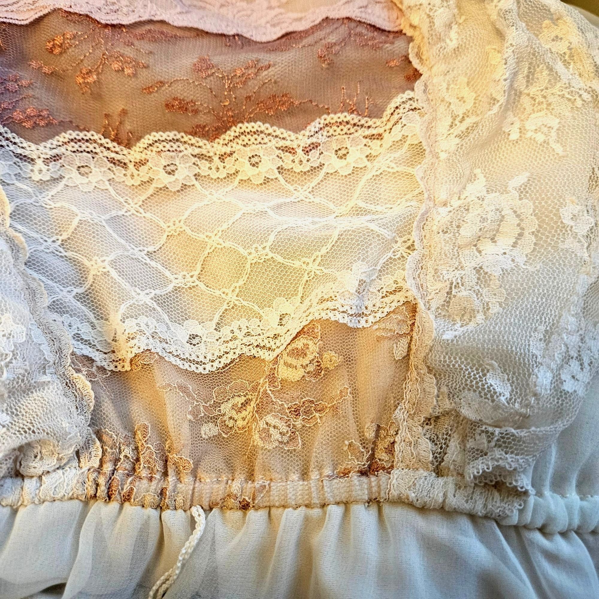 Casadei Vintage Casadei 80s Ivory Lace Beaded Prairie Fantasy Dress Size S / US 4 / IT 40 - 6 Thumbnail