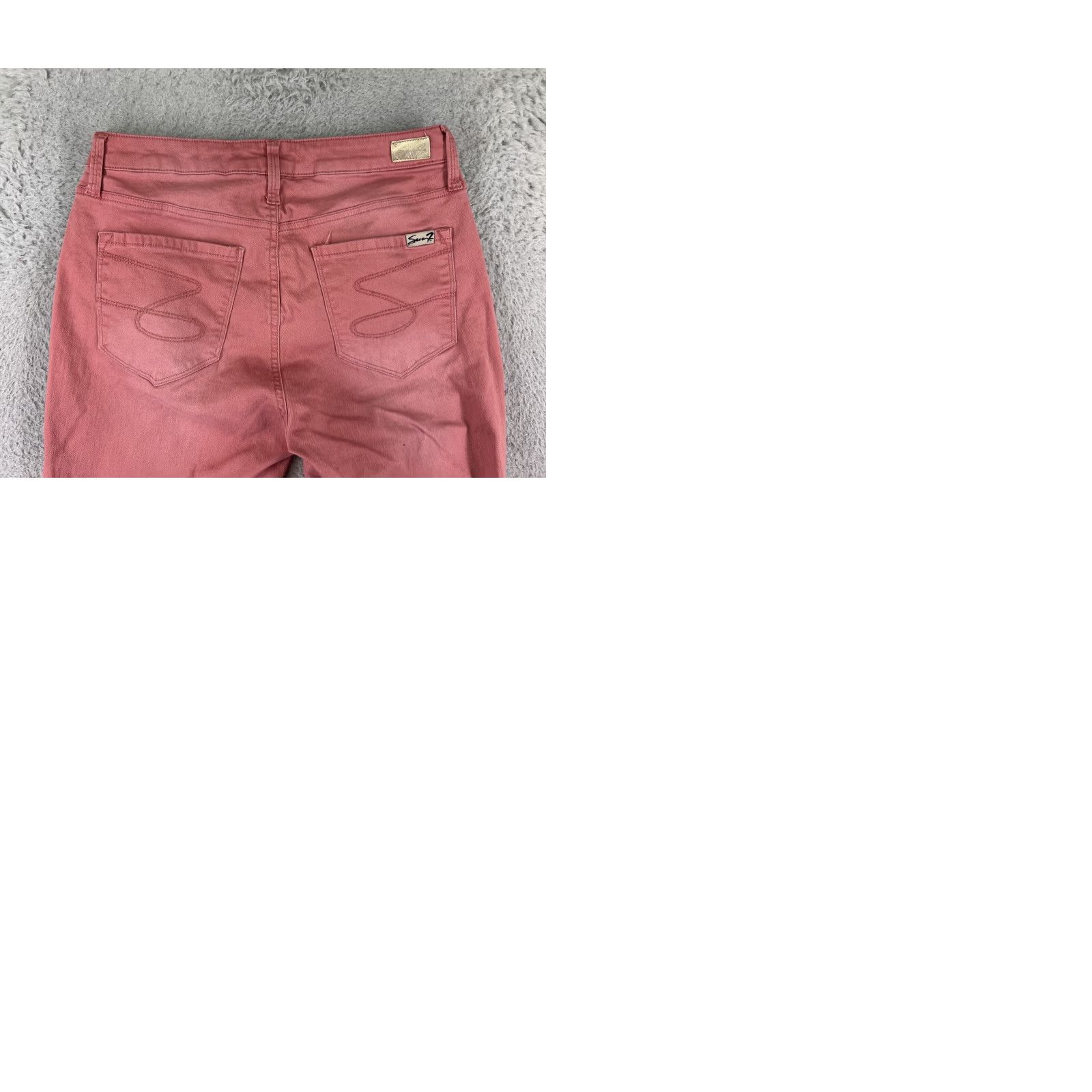 Vintage Seven7 Jeans Women Mid Rise Pink Denim 8 Regular Straight Tapered Cropped Cotton Stretch 5-Pocket Womens Jeans Size 30" / US 8 / IT 44 - 10 Thumbnail