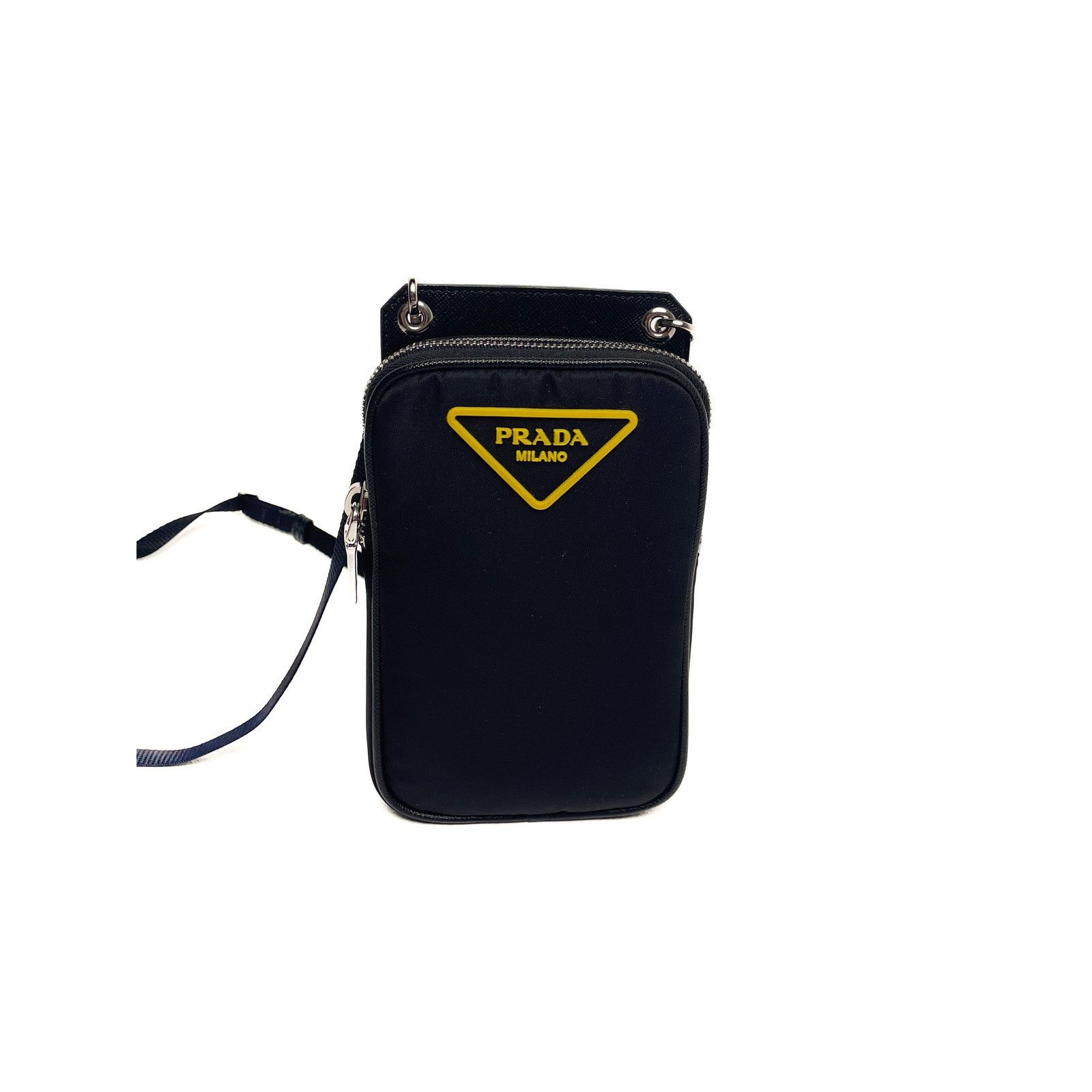 Prada Black Pouch with Yellow Logo Size ONE SIZE - 4 Thumbnail