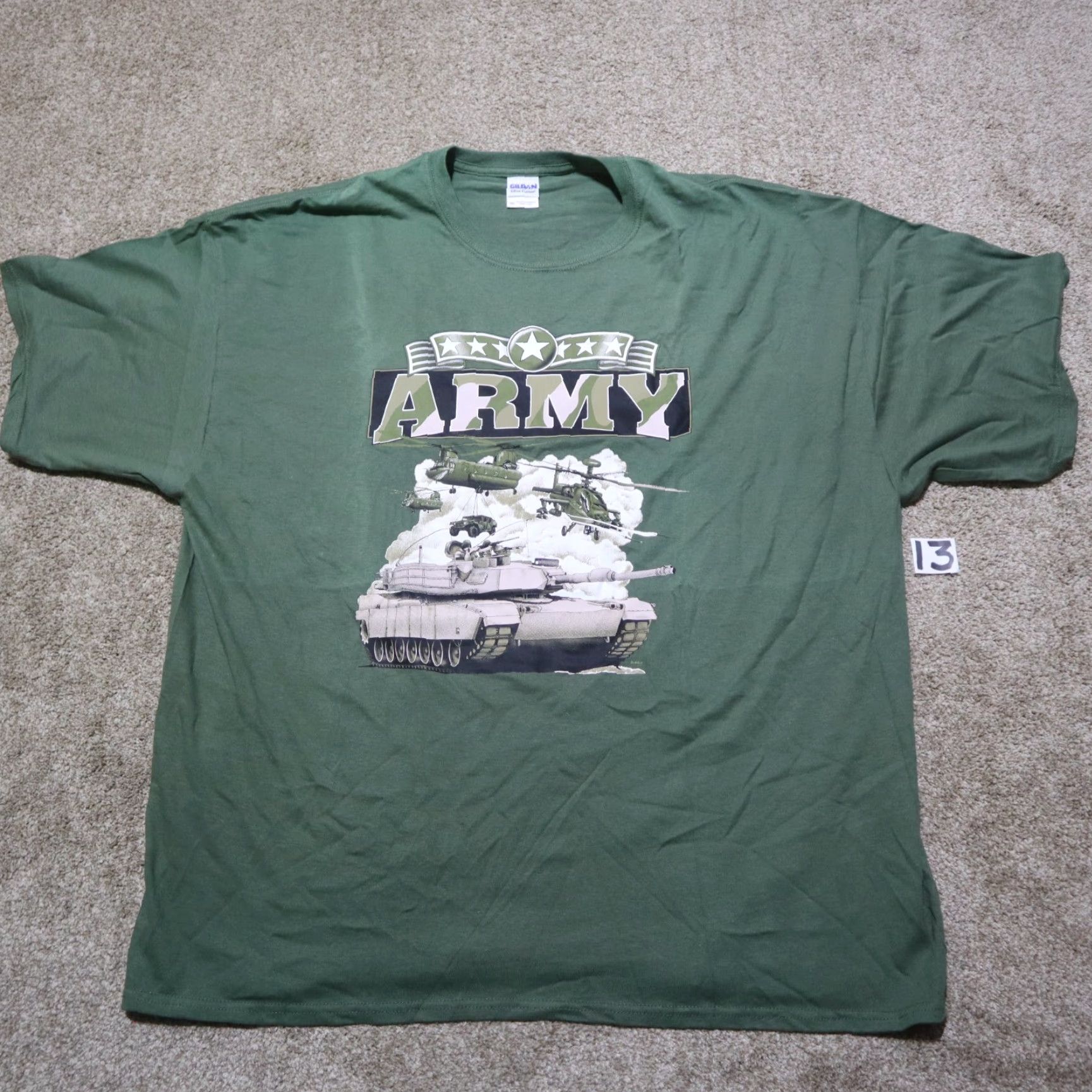 Vintage US ARMY Shirt Adult 3XL Green Short Sleeve Crew Neck Big Print Army Theme Mens Size US XXL / EU 58 / 5 - 3 Thumbnail