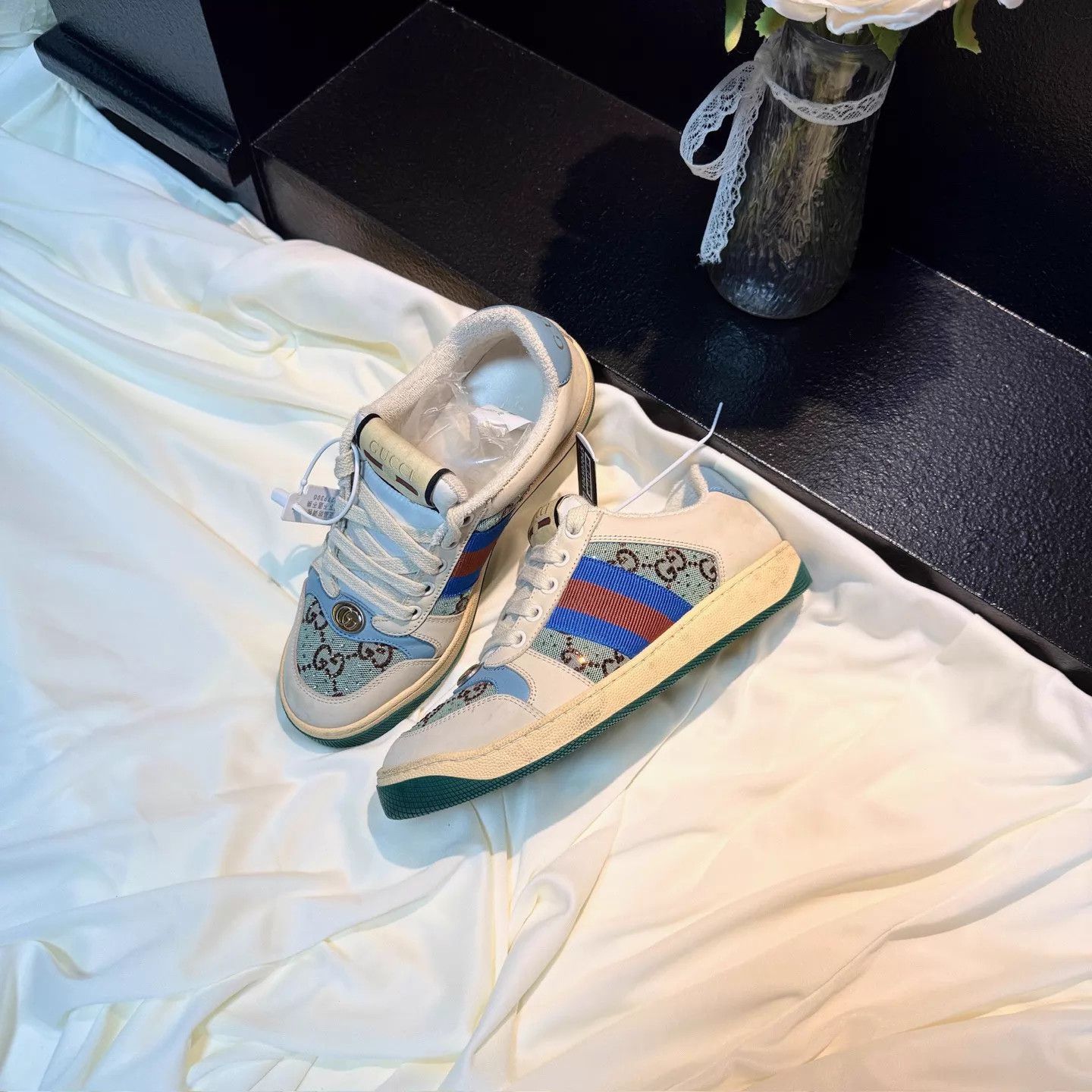 Gucci GUCCI Crystal GG Ivory Blue Sneaker EU35 99New Size US 4.5 / IT 34.5 - 1 Thumbnail