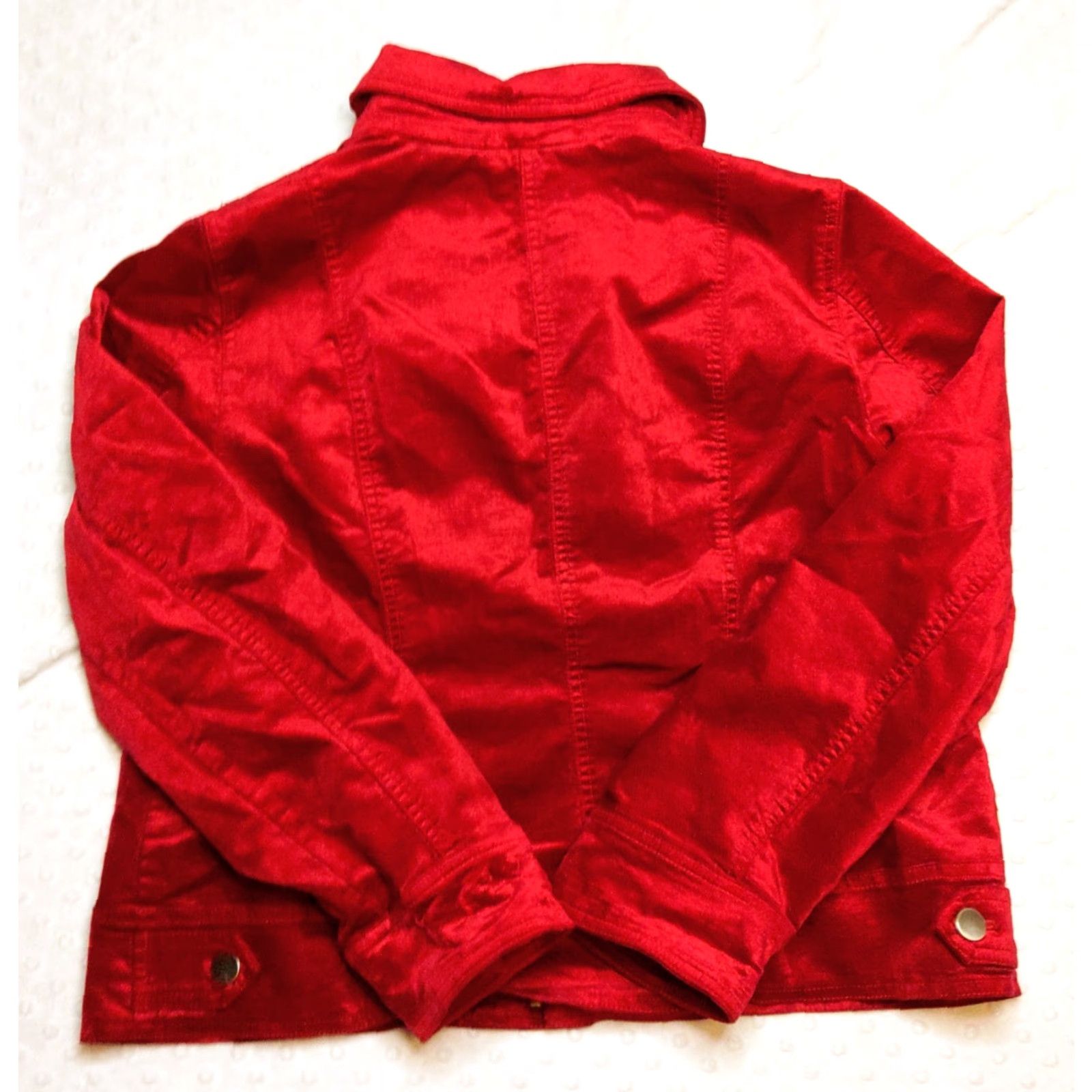 Vintage CHICO'S RED VELVET DENIM JACKET - SHORT - Lined - SZ 12/14 - WOMEN - Velvet Jacket - Casual / Party - 2010s (if decade) Size XL / US 12-14 / IT 48-50 - 7 Thumbnail