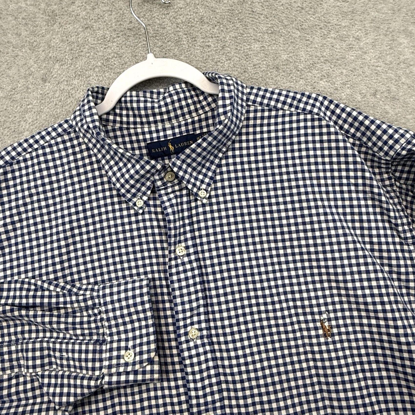 Polo Ralph Lauren Polo Ralph Lauren Mens 3XLT Blue White Gingham Check Button Shirt Flesh Pony Shirt Size US XXL / EU 58 / 5 - 2 Thumbnail