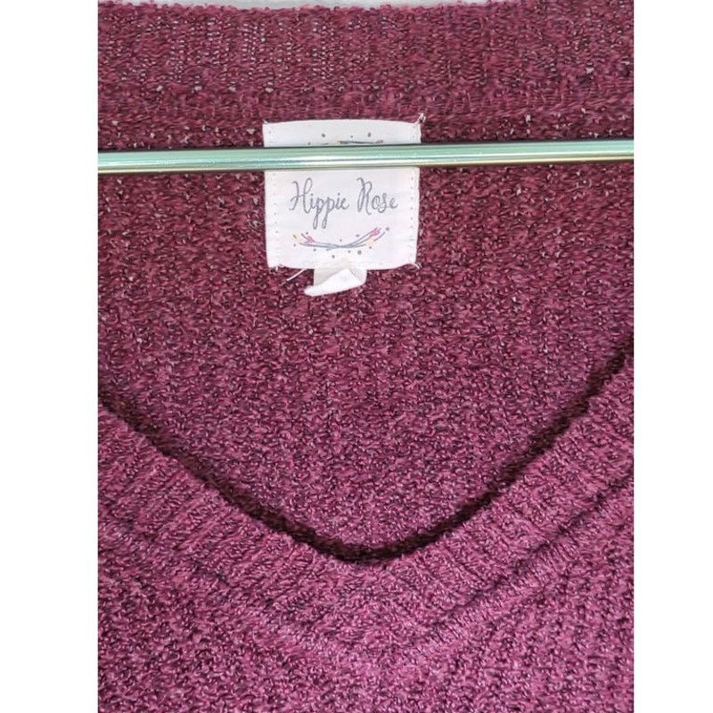 Other Hippie Rose Burgundy Cozy Knit Long Sleeve V-Neck Sweater M Size M / US 6-8 / IT 42-44 - 3 Thumbnail
