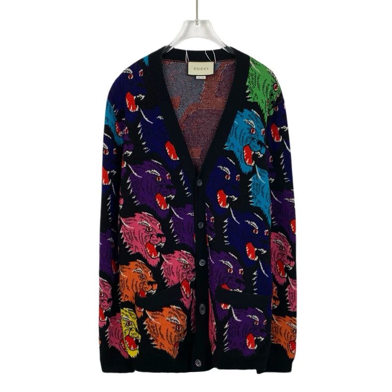 Gucci Gucci Multi-color pattern printed wool V-neck long-sleeved Size US L / EU 52-54 / 3 - 1 Thumbnail