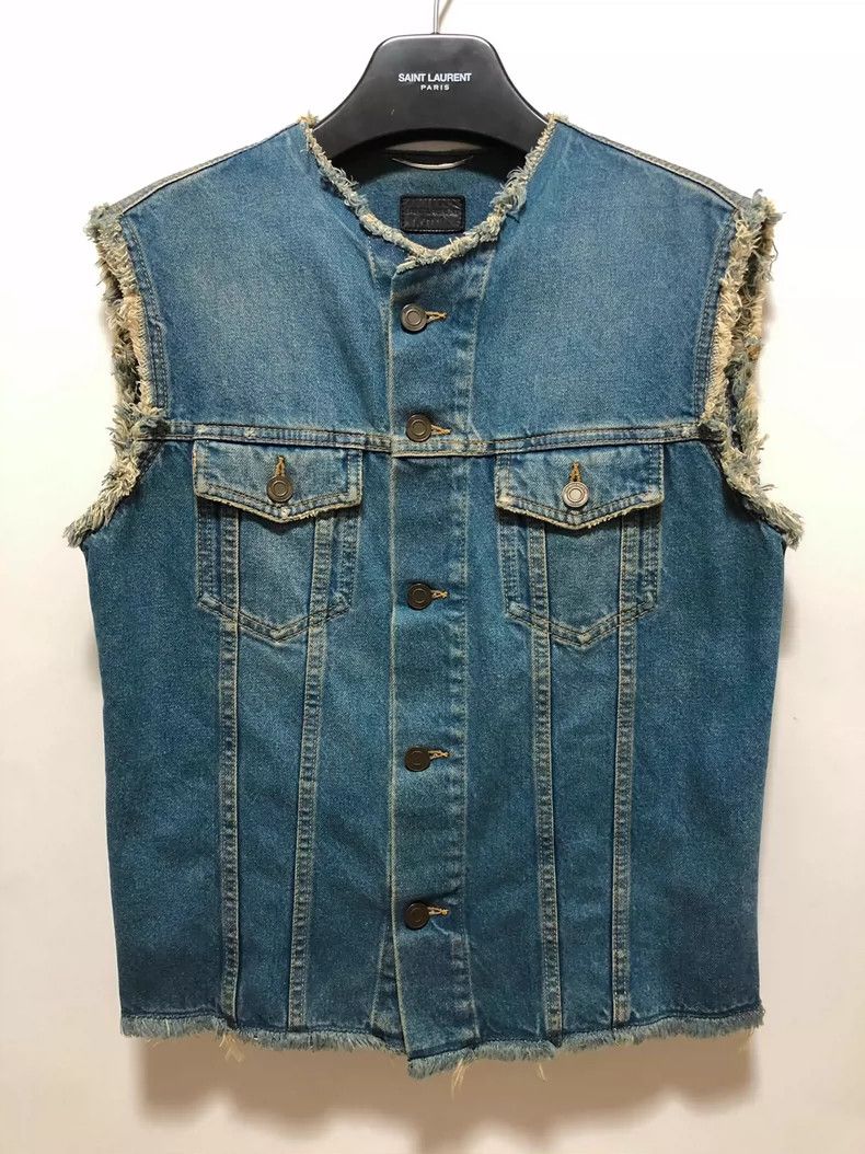 Saint Laurent Paris Saint Laurent Distressed Denim Vest- dmc Size US S / EU 44-46 / 1 - 1 Thumbnail
