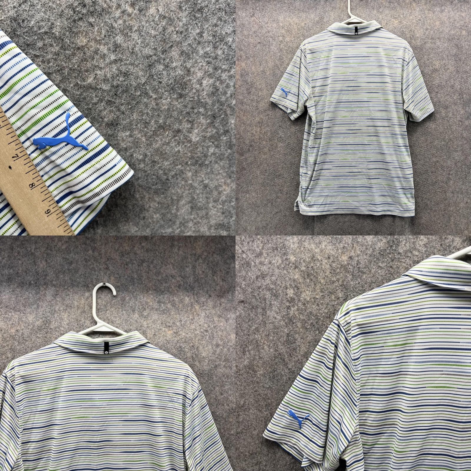 Puma PUMA Polo Shirt Men Medium Gray Striped Polyester Logo Golf Shirt Adult Medium Size US M / EU 48-50 / 2 - 8 Thumbnail