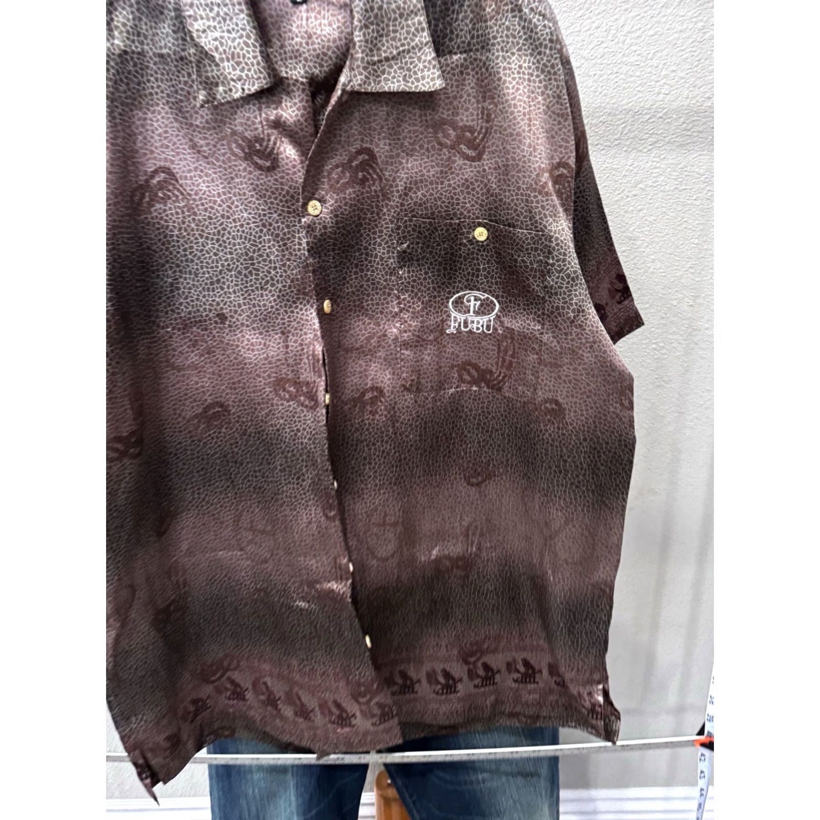 Fubu Fubu Satin Back Panel Snake Artwork BUTTON UP SHIRT large L Mens Size US L / EU 52-54 / 3 - 4 Thumbnail