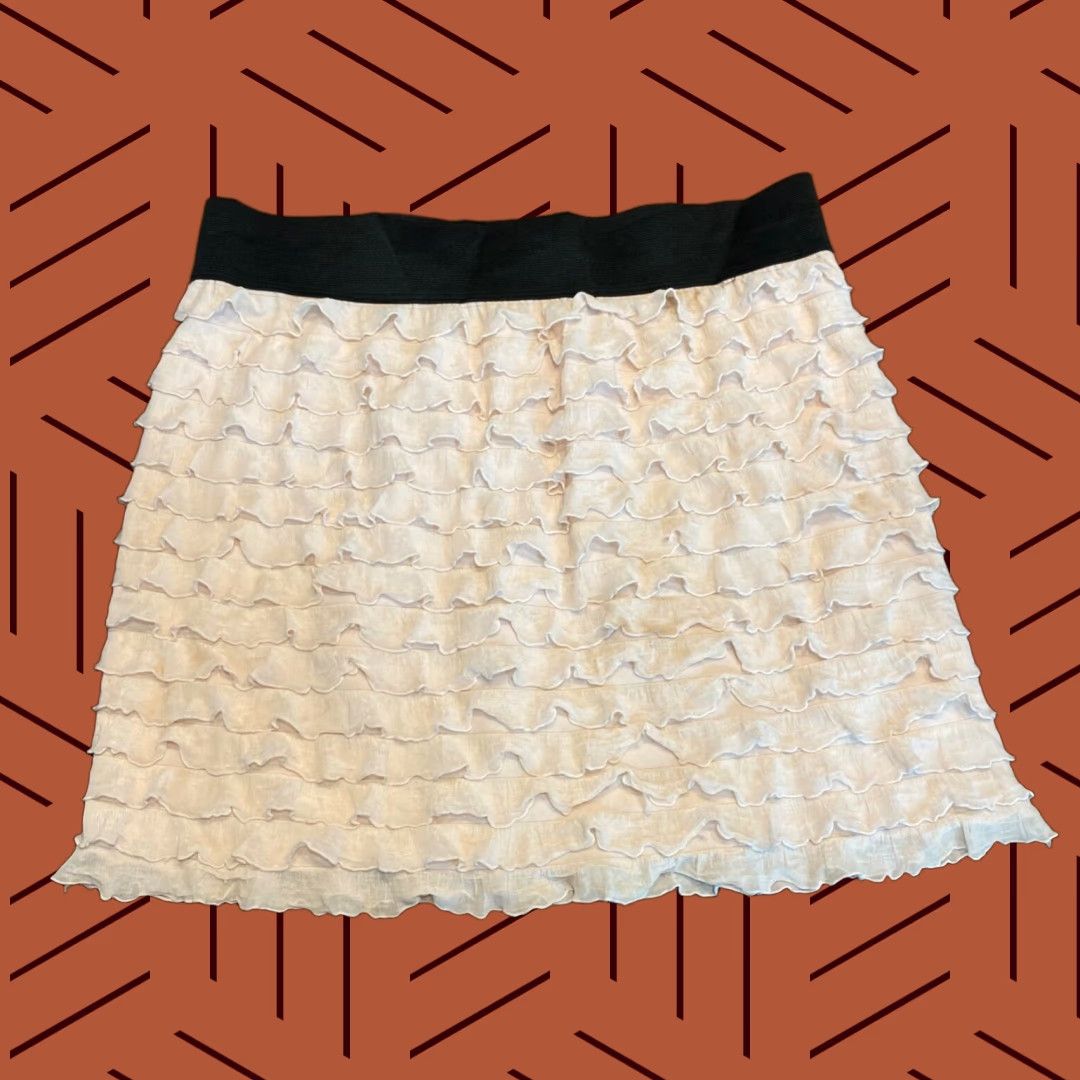 Free People Free People Skirt Womens Medium Light Cream Brown BOHO Ruffled 28" W 15.5" L Size 32" / US 10 / IT 46 - 1 Thumbnail