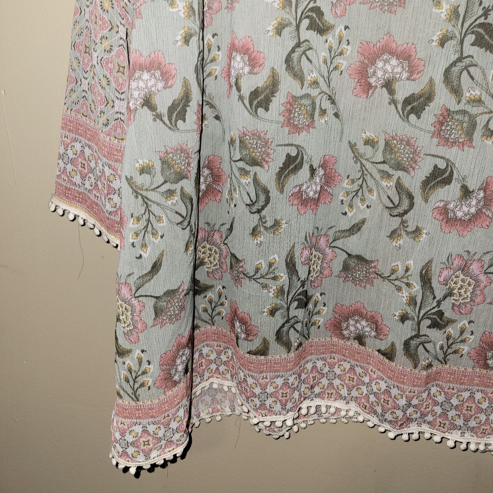 & Other Stories One World Top L Floral Sheer Sleeves Pom Pom Lightweight Size XL / US 12-14 / IT 48-50 - 10 Thumbnail