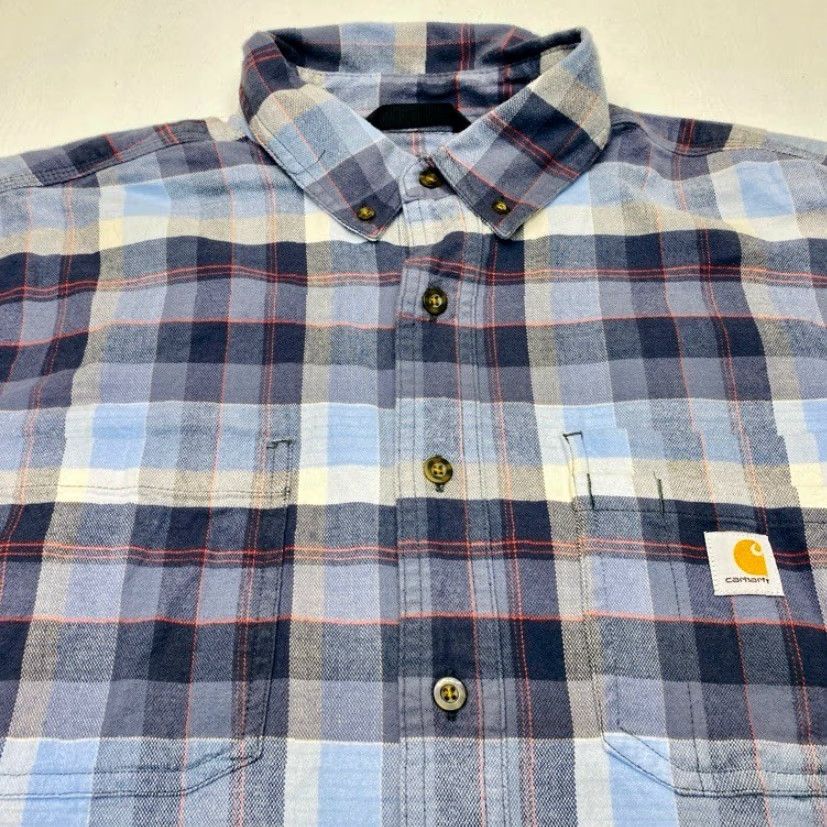Carhartt Carhartt Flannel Shirt Mens Large Blue Plaid Rugged Flex Work Pockets Size US L / EU 52-54 / 3 - 6 Thumbnail