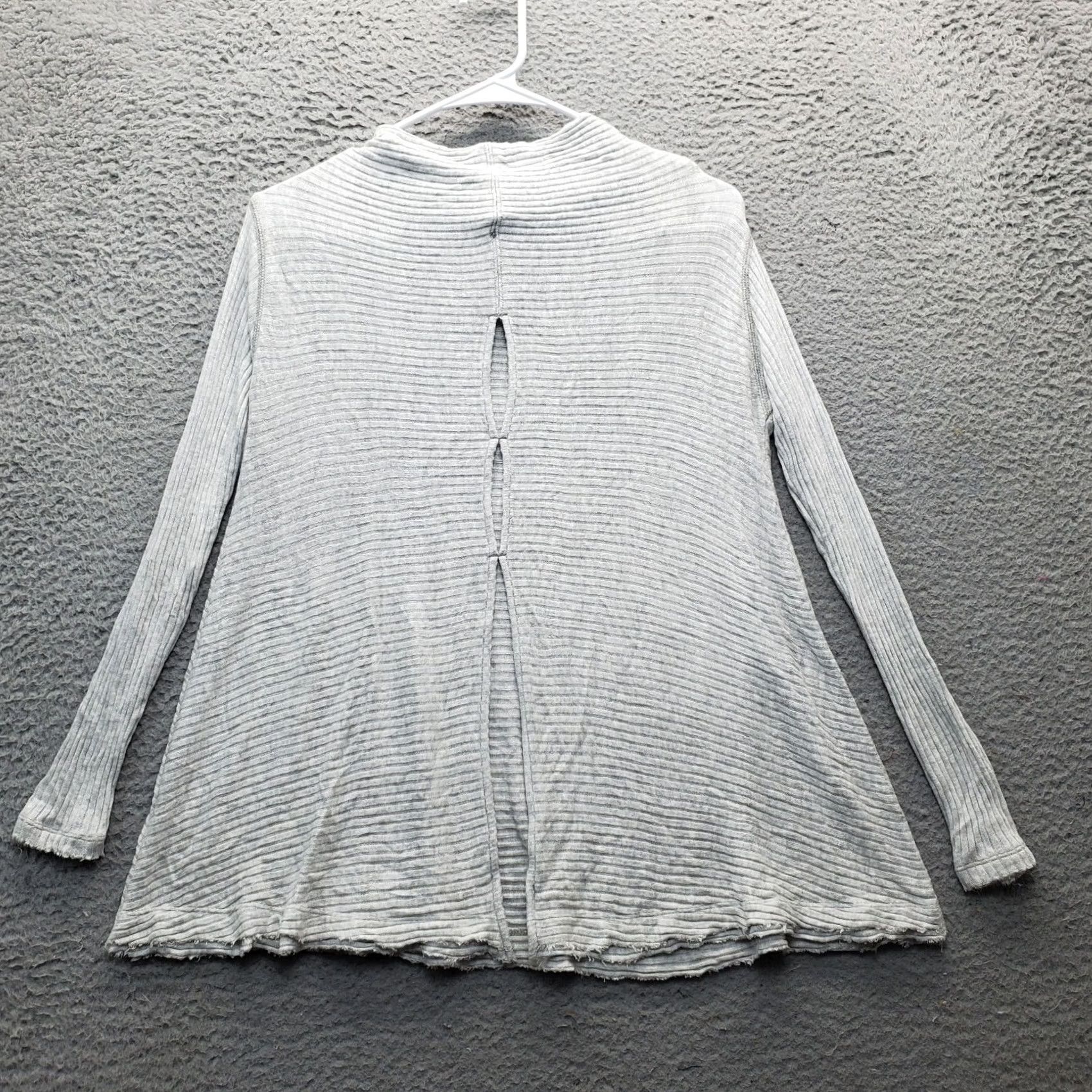 Vintage We The Free Tunic Top Women's XS Gray Ribbed Raw Hem Casual Cowl Neck Open Back Size XS / US 0-2 / IT 36-38 - 2 Thumbnail