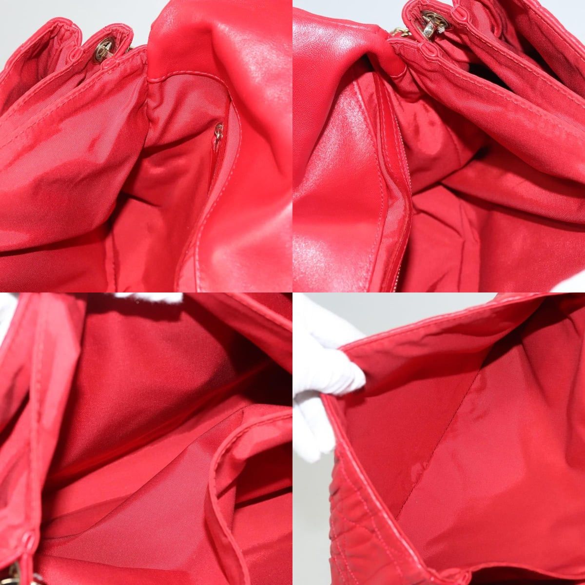 Dior DIOR Canage Shoulder Bag Lamb Skin Red Gold Size ONE SIZE - 12 Thumbnail