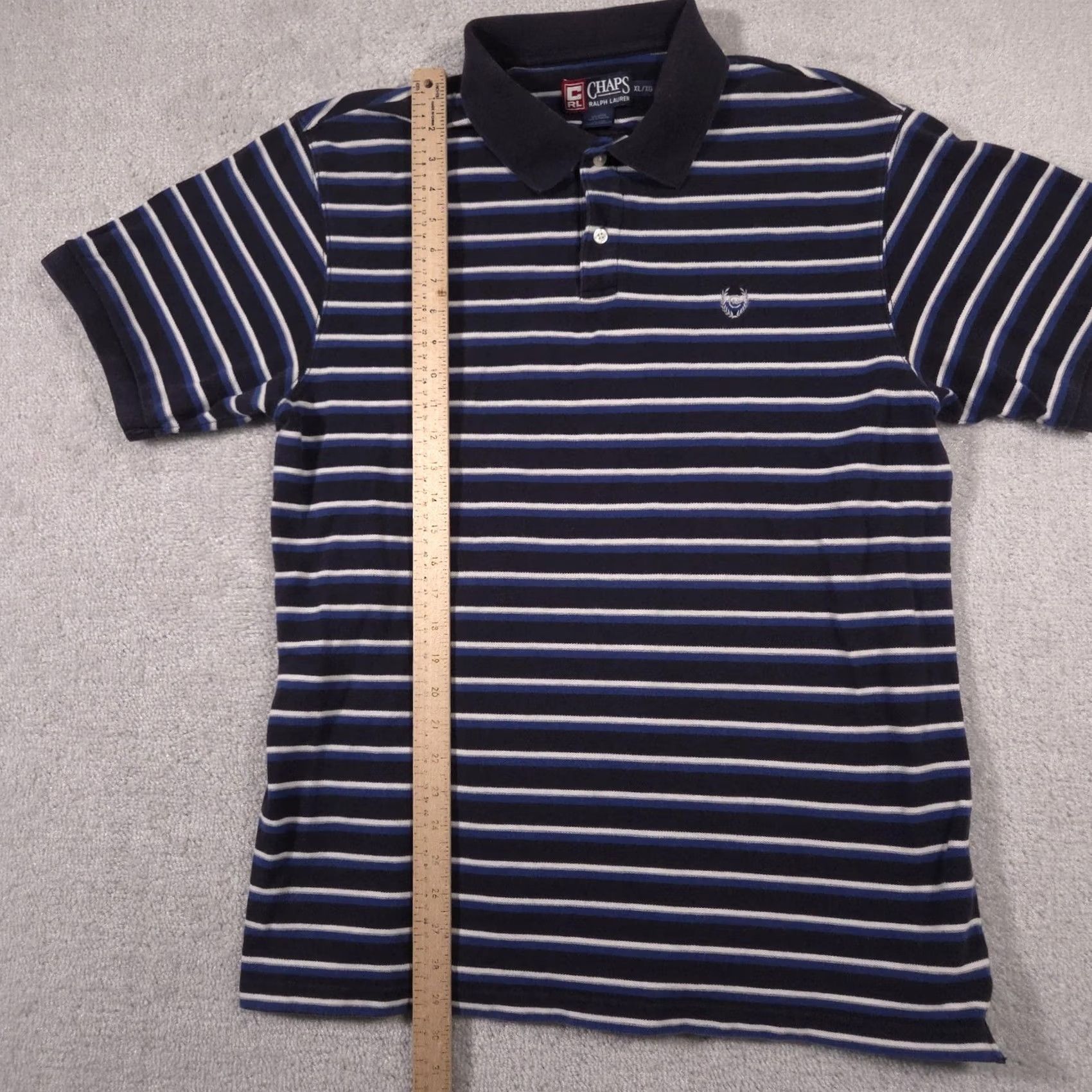 Chaps Chaps Ralph Lauren Polo Shirt Mens XL Navy Blue Striped Cotton Knit Shirt Size US XL / EU 56 / 4 - 6 Thumbnail