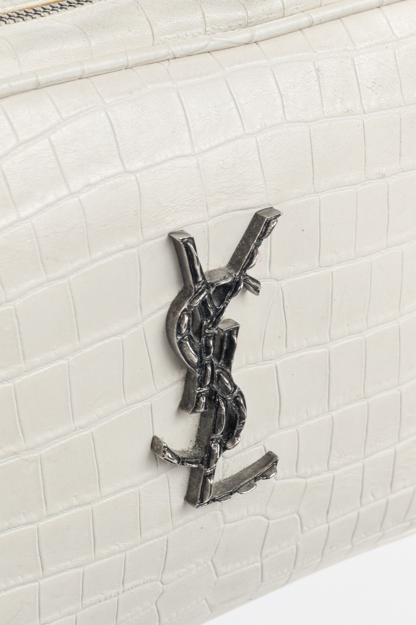 Saint Laurent Paris Saint Laurent Lou Camera White Croc-Embossed Crossbody Size ONE SIZE - 10 Thumbnail