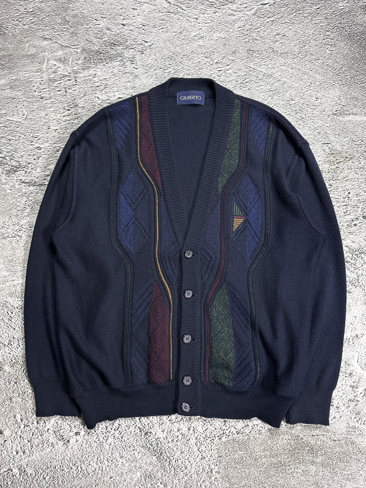 Vintage Gilberto vintage cardigan sweater Coogi style cable knit Size US L / EU 52-54 / 3 - 1 Thumbnail