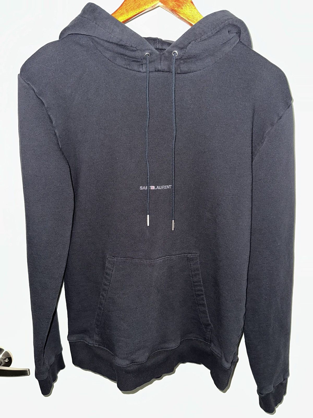image of Saint Laurent Paris x YSL Pour Homme Saint Laurent Rive Gauche Black Logo Hoodie - Men’S Medium