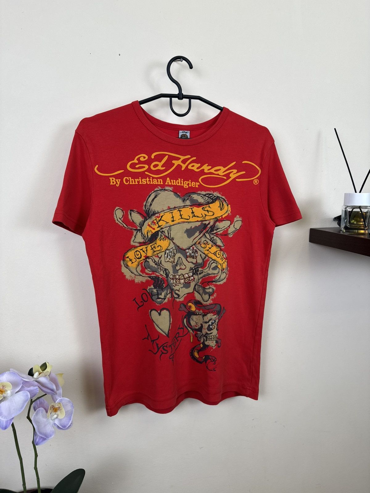 Ed Hardy Vintage Ed Hardy T shirt Women Top Heart Red Tattoo Sz S Y2K Size S / US 4 / IT 40 - 6 Thumbnail