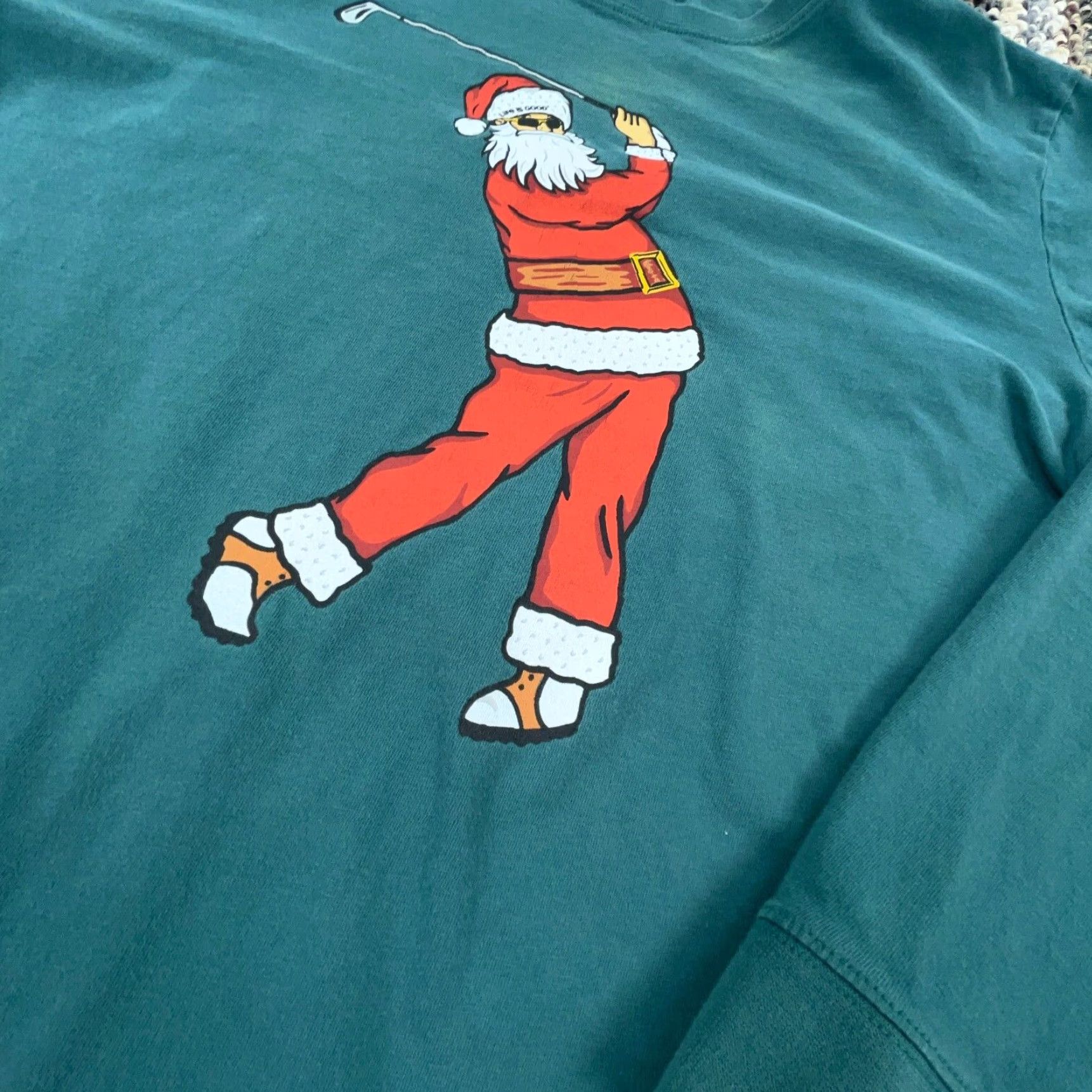 Life is Good VINTAGE Life is Good Crusher Tee Shirt Men M Green Santa Claus Christmas Graphic Print Crew Neck Long Sleeve Regular Fit Cotton T-Shirt Mens Size US M / EU 48-50 / 2 - 6 Thumbnail