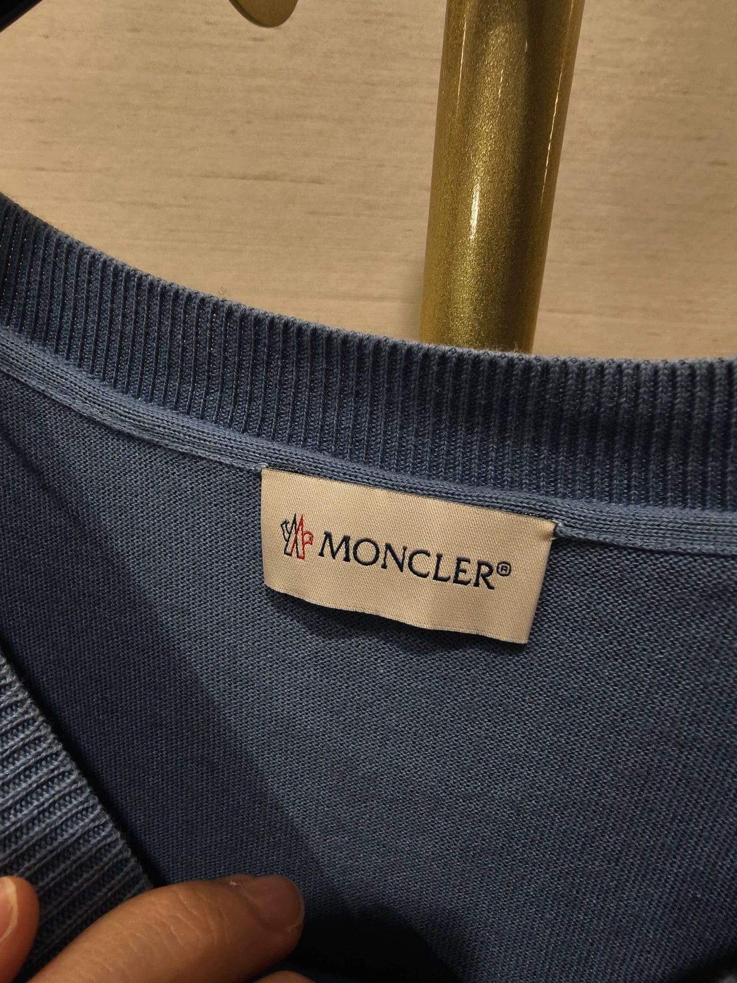 Moncler Moncler Knit Paneled Sweater Muted Blue L fits M/L Size US L / EU 52-54 / 3 - 7 Thumbnail