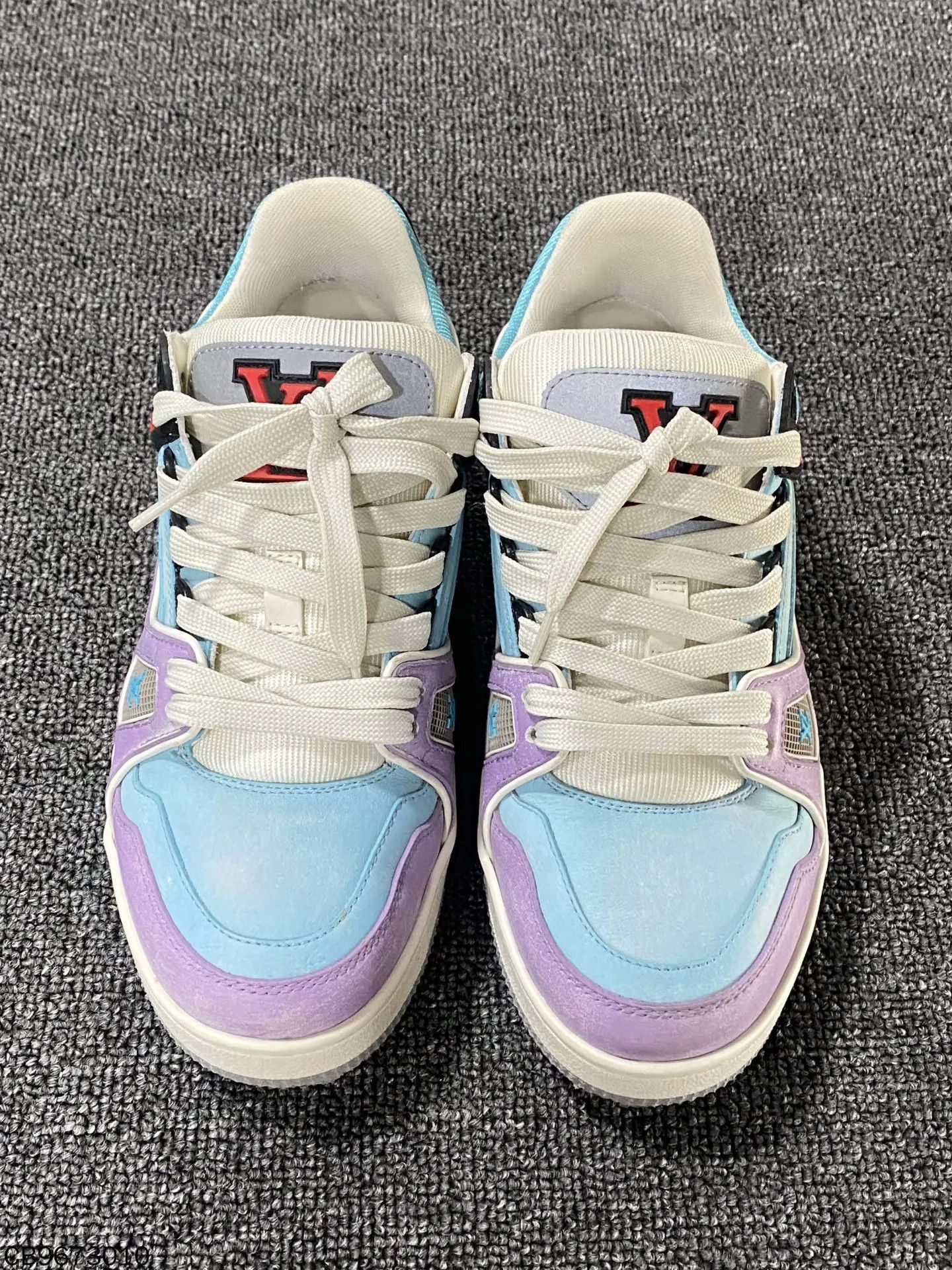 Louis Vuitton LV Trainer blue purple macaron 98 new 36.5 Size US 6 / IT 36 - 2 Thumbnail