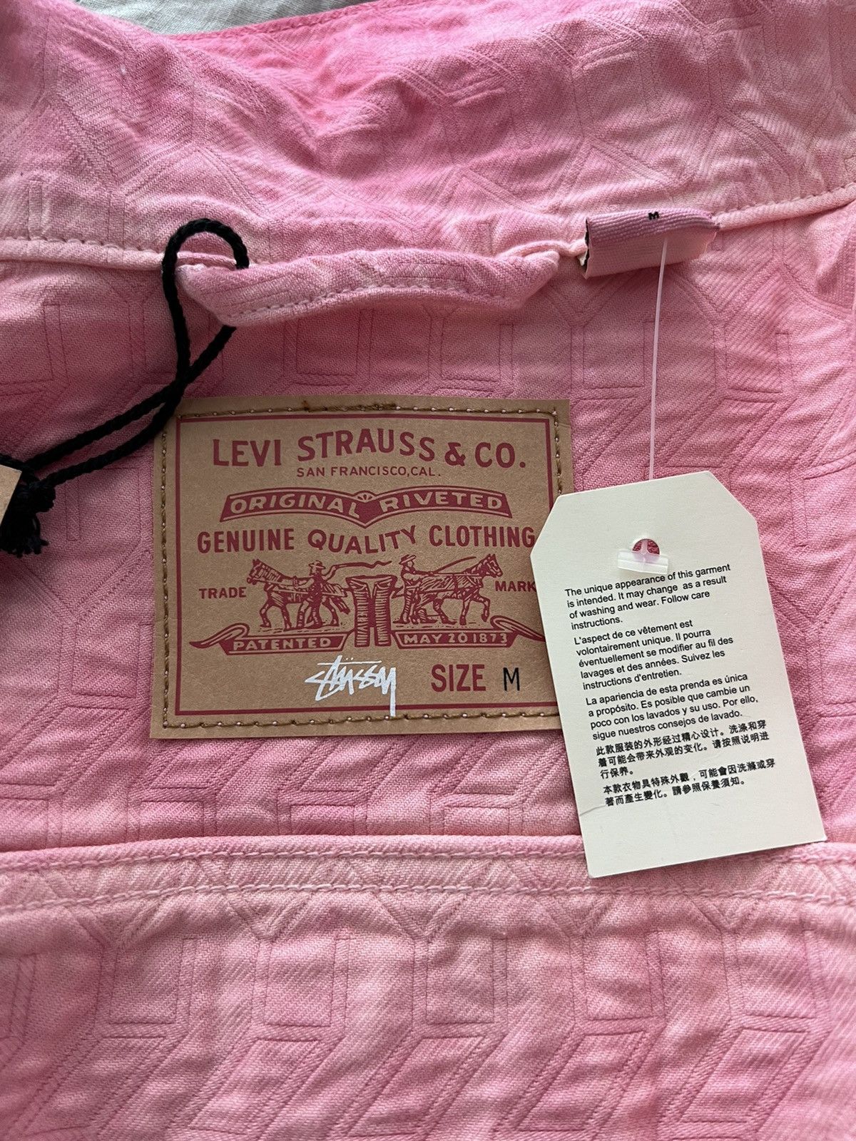 Stussy x Levi's Jacquard Trucker Jacket Pink Medium - Main Image
