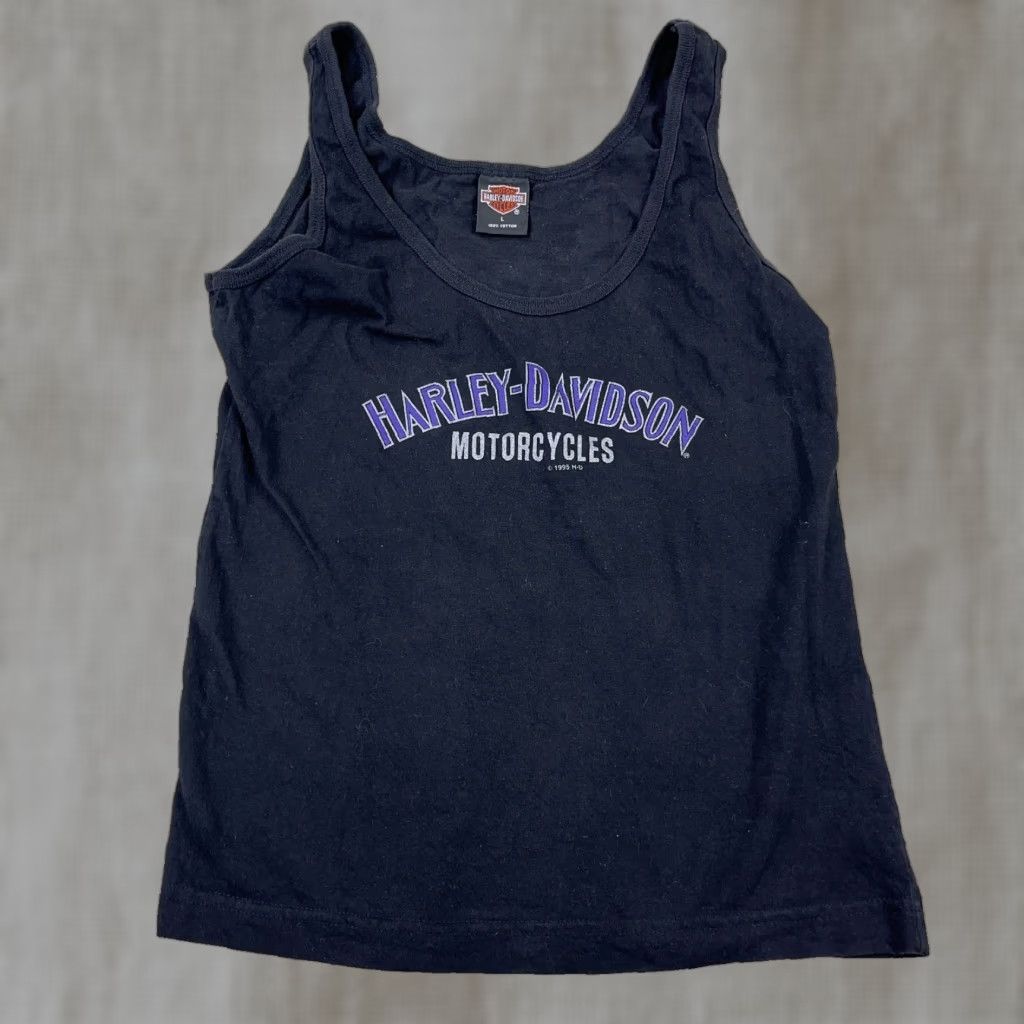 Harley Davidson VINTAGE Harley-Davidson Shirt Women L Black Tank Top 90s 1995 USA Florida Logo Graphi c Print All Seasons Casual Travel Workwear Size L / US 10 / IT 46 - 1 Thumbnail