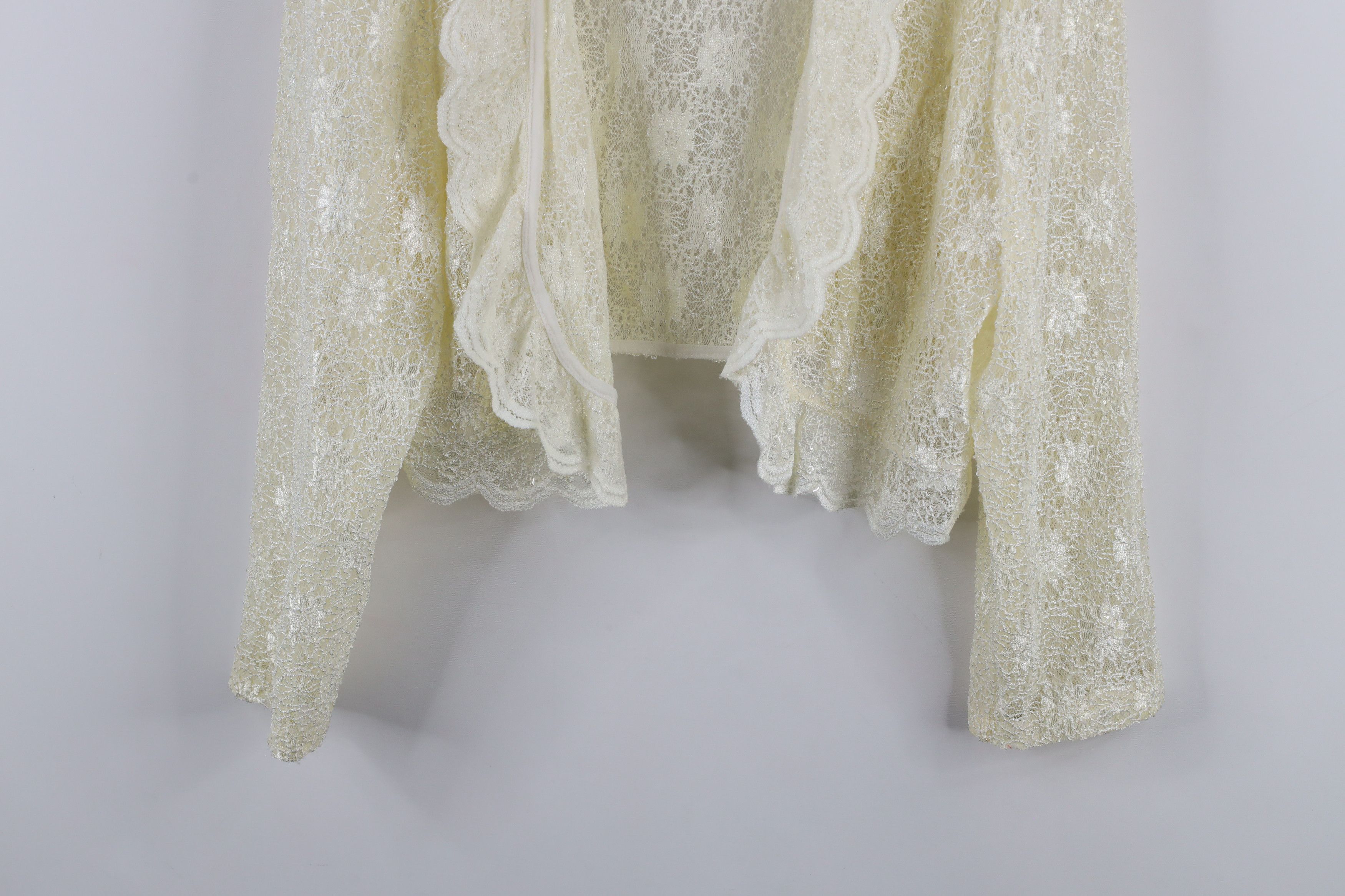 Vintage Vintage 90s Y2K Babydoll Lace Flower Open Front Jacket Top Size XL / US 12-14 / IT 48-50 - 3 Thumbnail