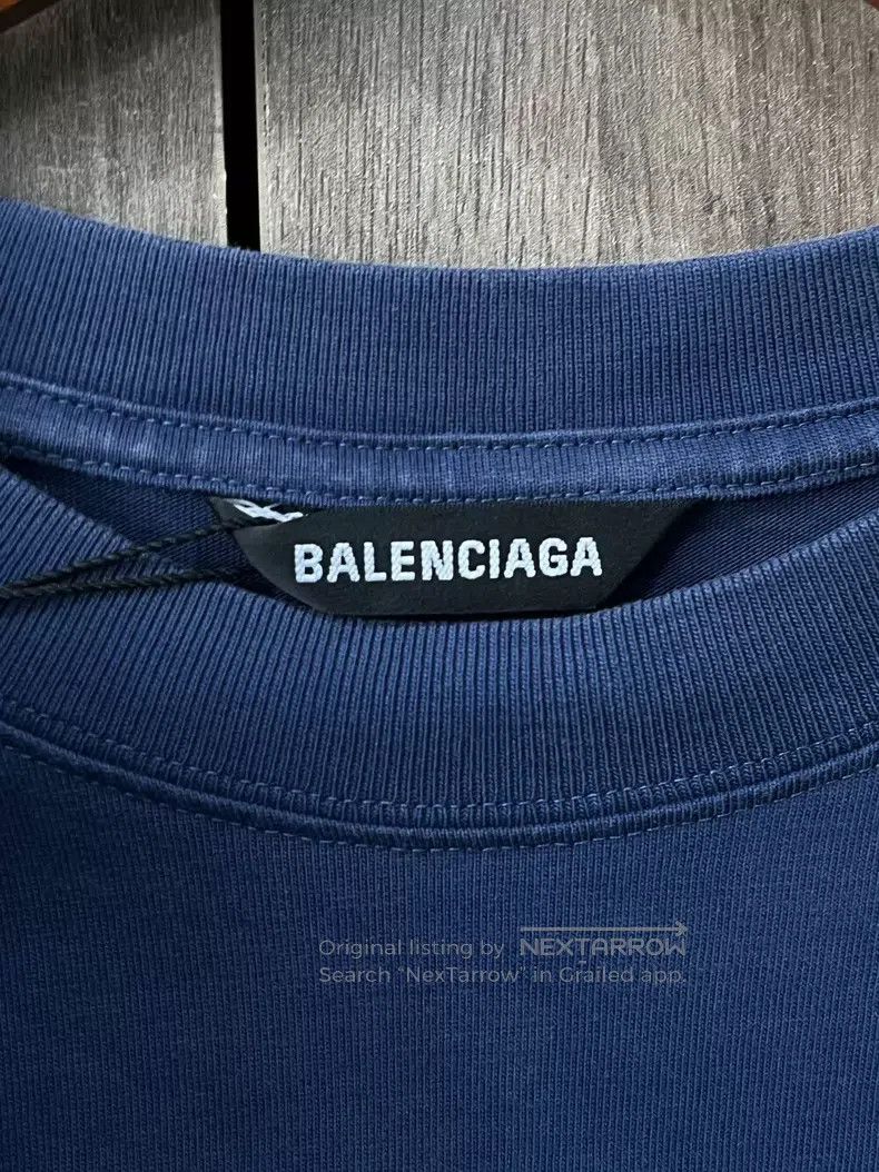 Balenciaga Balenciaga Dark Blue Double B Embroidery Logo Short Sleeve Size US L / EU 52-54 / 3 - 7 Thumbnail