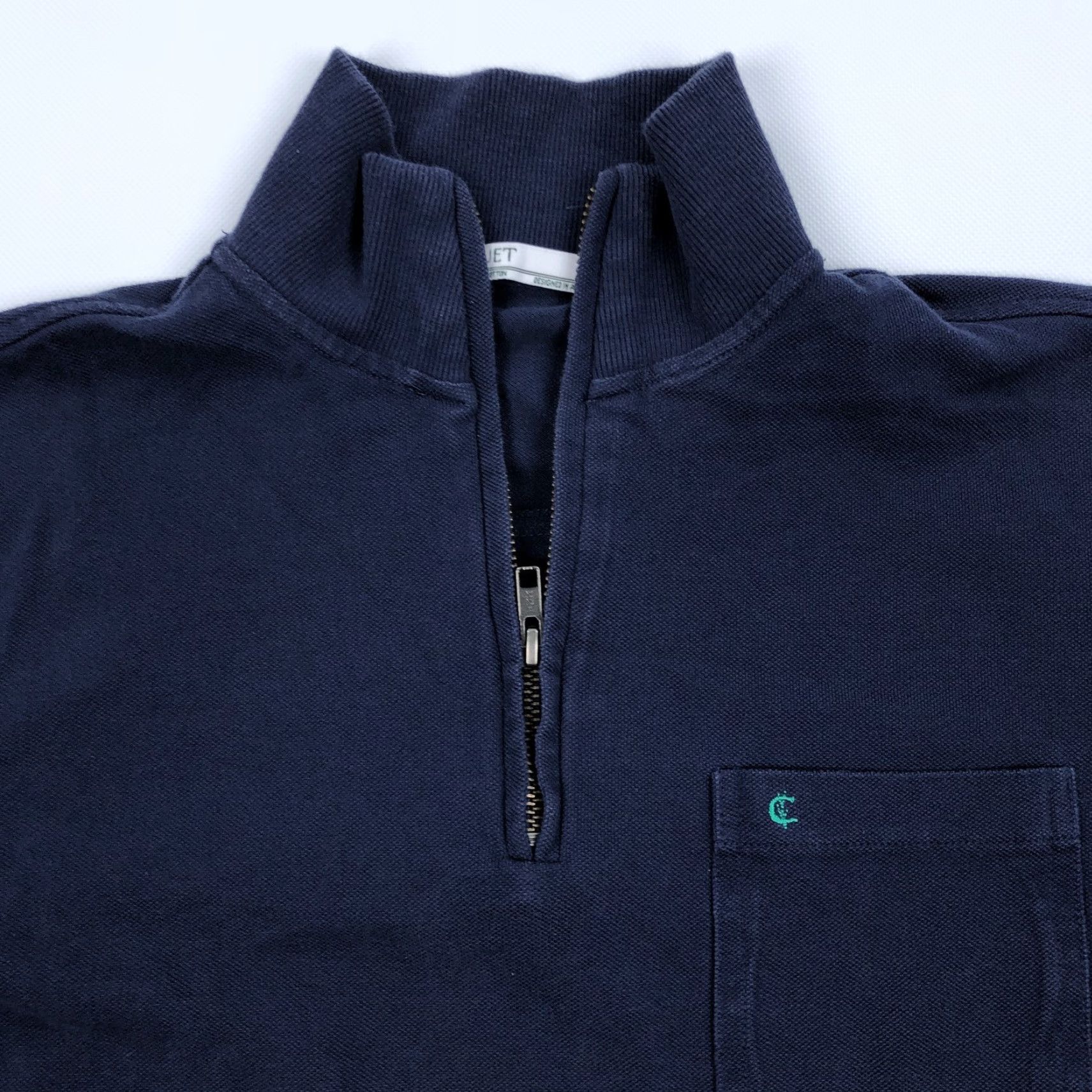 Vintage Criquet Men's Navy Blue 1/4 Zip Long Sleeve Organic Cotton Mock Neck Pullover Shirt Size US S / EU 44-46 / 1 - 2 Thumbnail