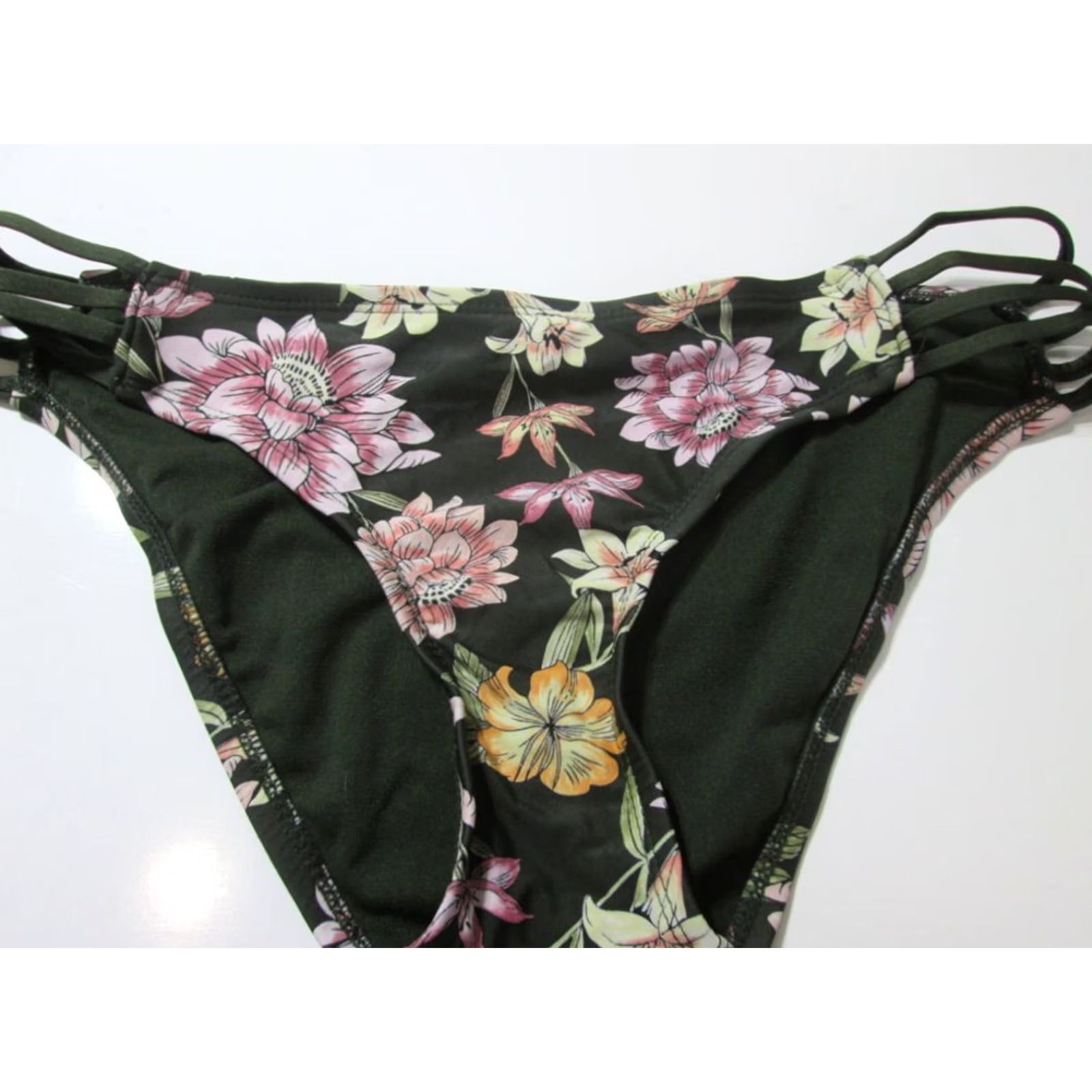 Mossimo Mossimo Womens Bikini Bottom Khaki Floral Cheeky Straps Side M Swimwear Size 32" / US 10 / IT 46 - 2 Thumbnail