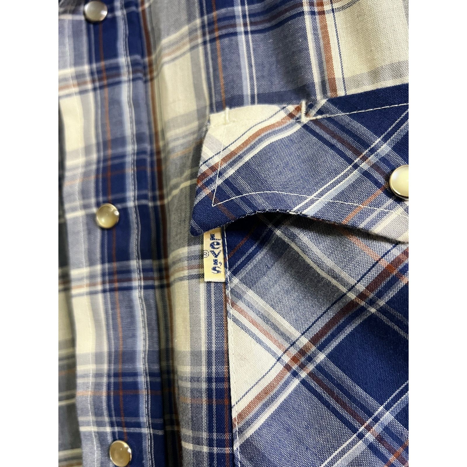Levi's Vintage Levi’s Western Plaid Pearl Snap Shirt Blue Mens S Size US S / EU 44-46 / 1 - 6 Thumbnail