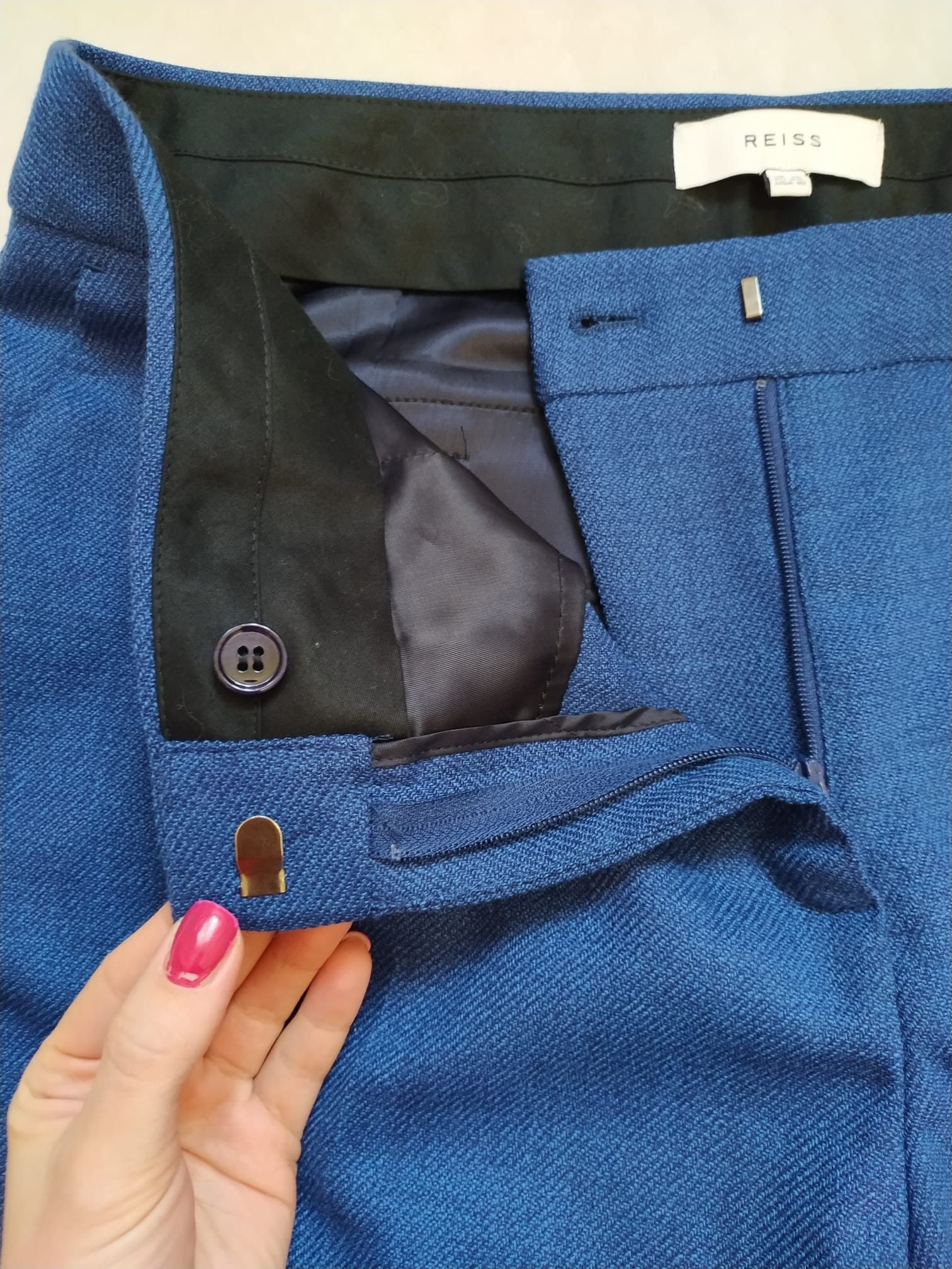 Reiss REISS Malani Blue Slim-Leg Trousers Wool Size 32" / US 10 / IT 46 - 3 Thumbnail