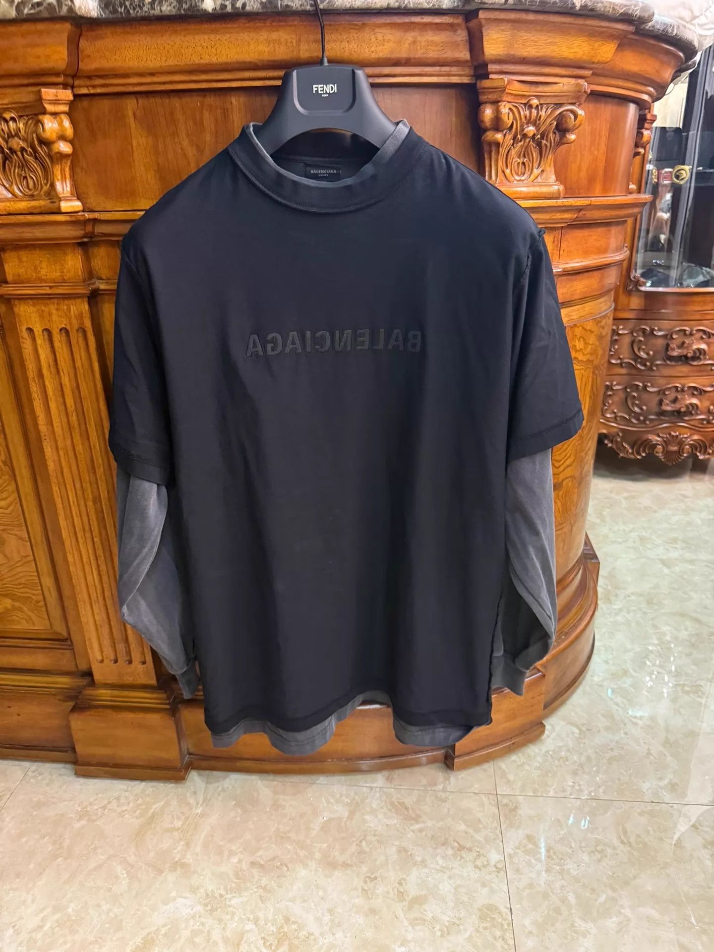 Balenciaga Balenciaga 2pc hoodie/jacket aged embroidered US2/EU50 gray Size US M / EU 48-50 / 2 - 1 Thumbnail