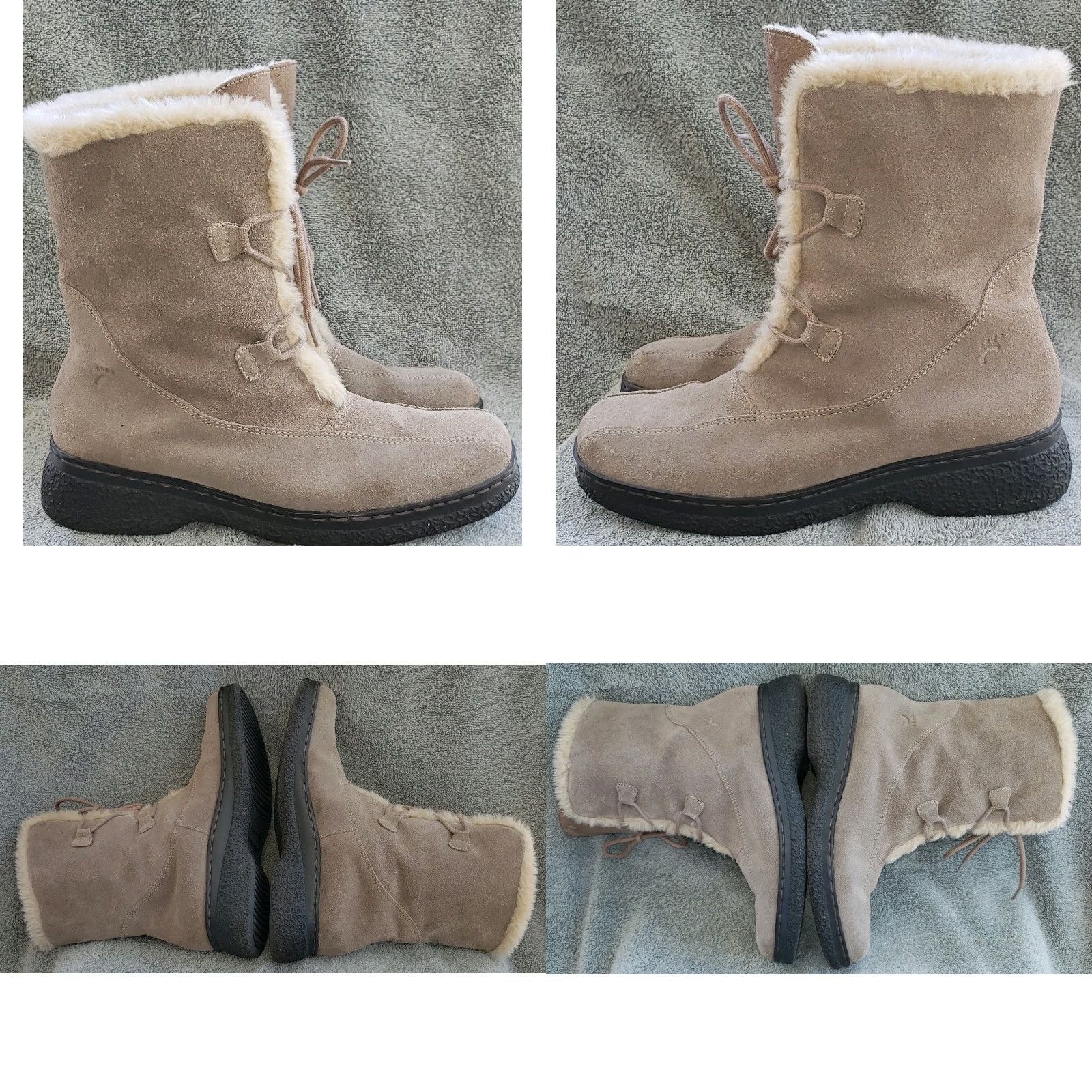 Vintage Bare Traps Whitney Women's Beige Shearling Lace-up Boots Size 9M Size US 10 / IT 40 - 8 Thumbnail