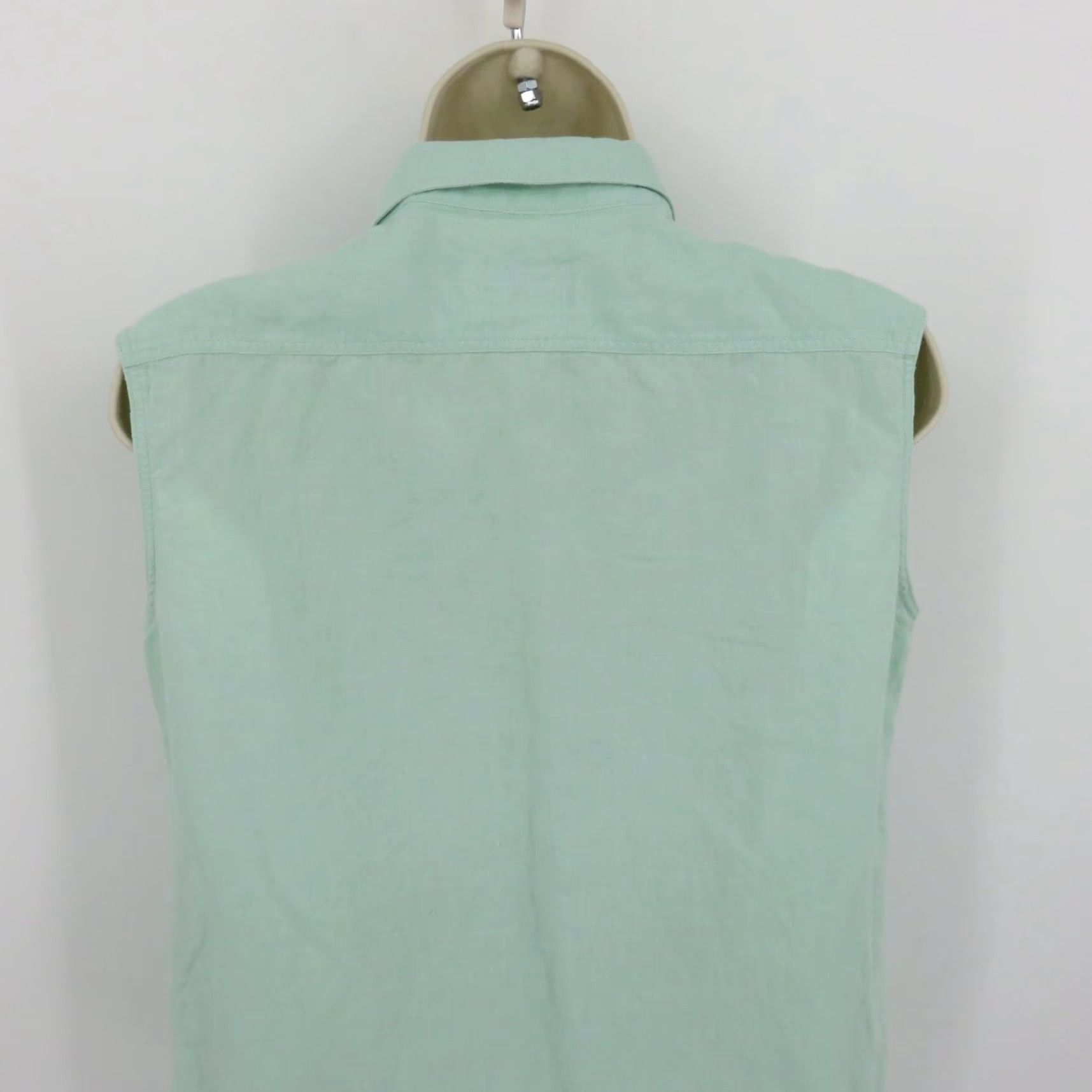 Vintage VINTAGE Giorgio Sant Angelo Women Medium Linen Cotton Green Collared Sleeveless Shirt Size M / US 6-8 / IT 42-44 - 6 Thumbnail