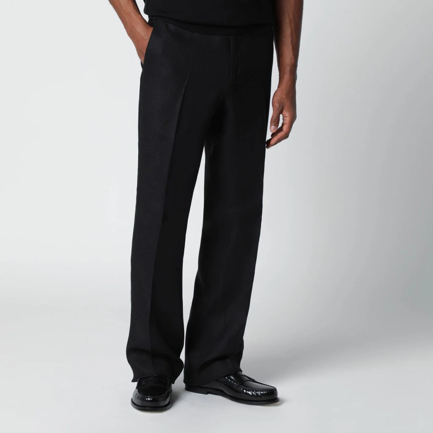 Lardini o1d2blof0526 Linen Trouser Pants in Black Size US 36 / EU 52 - 1 Thumbnail