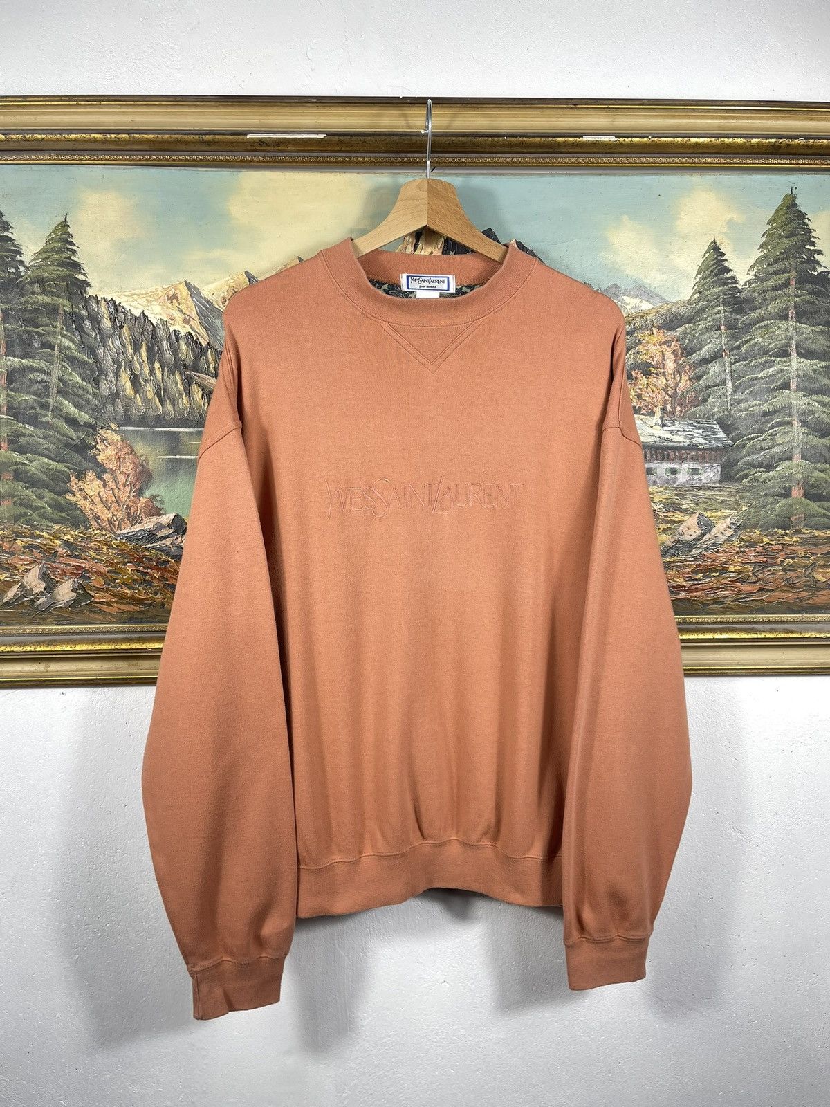 Vintage × Yves Saint Laurent Orange 90s Retro YSL Crewneck Sweater Jumper Knitwear Size US L / EU 52-54 / 3 - 2 Thumbnail