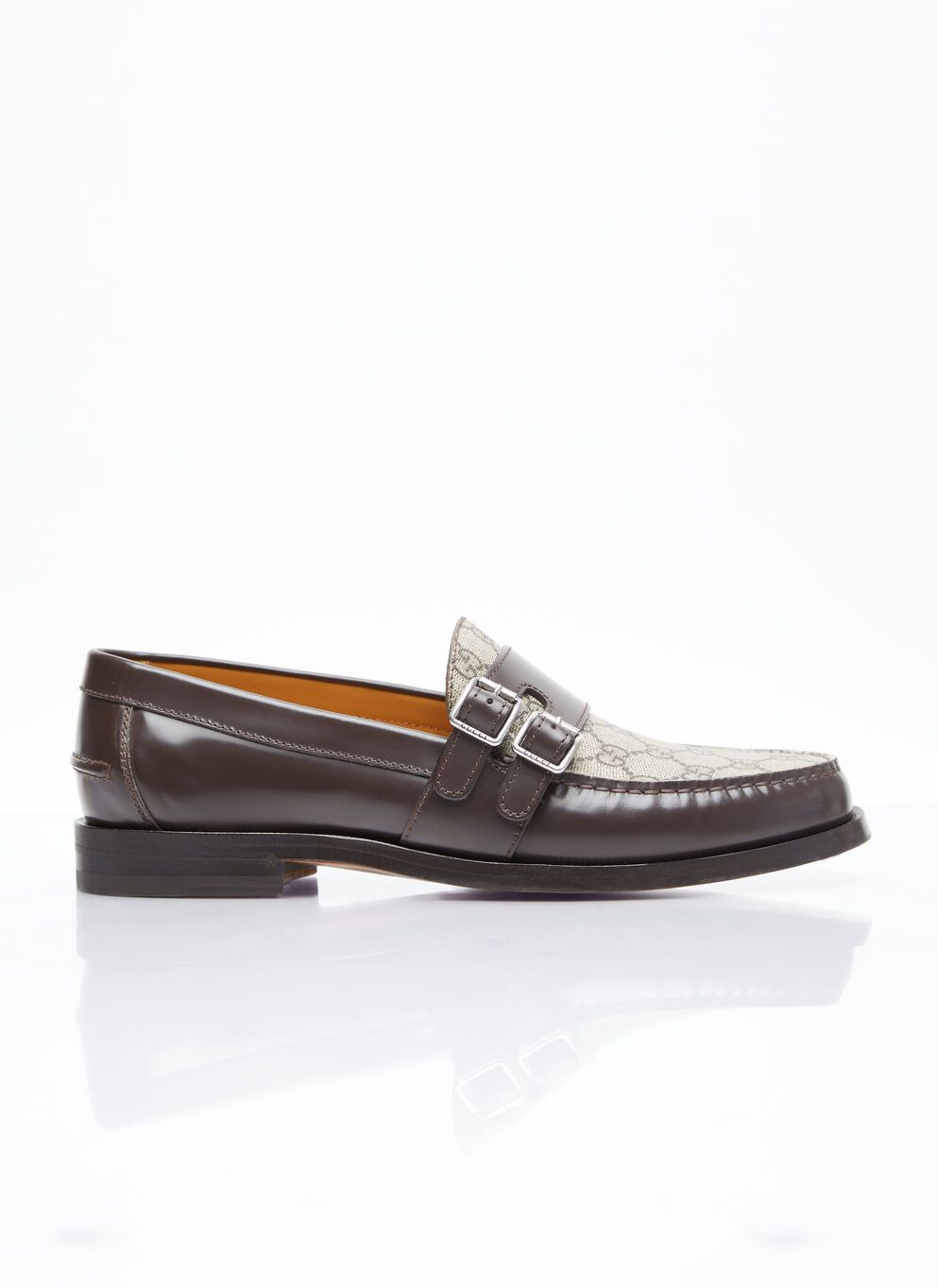 image of Gucci Gg Buckle Loafers in Brown, Men's (Size 9)