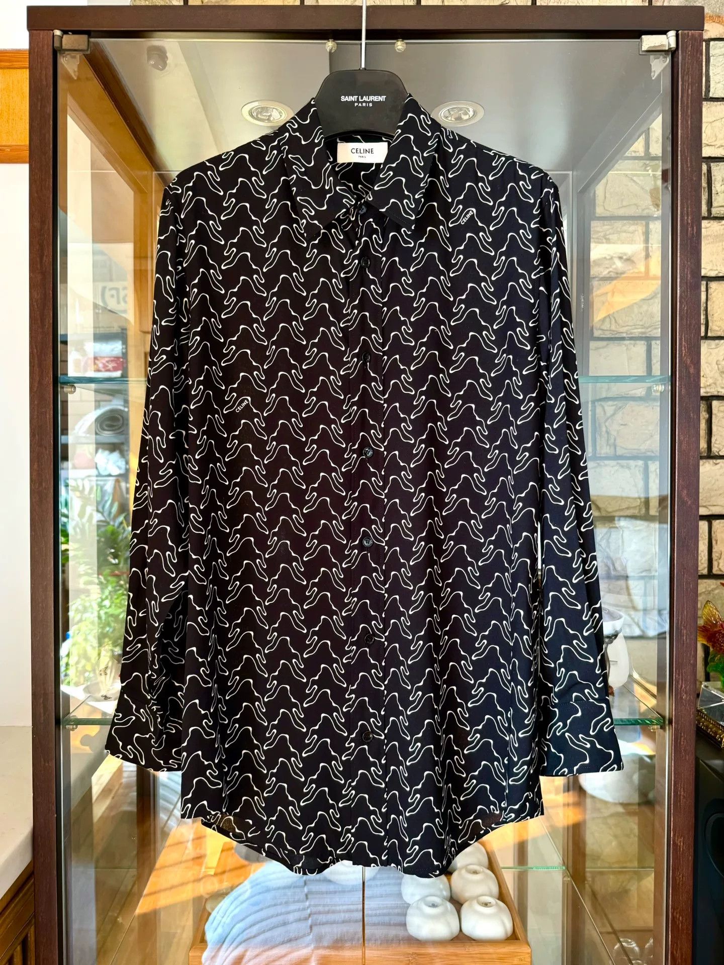 Celine celine black and white silk shirt Size M / US 6-8 / IT 42-44 - 1 Thumbnail