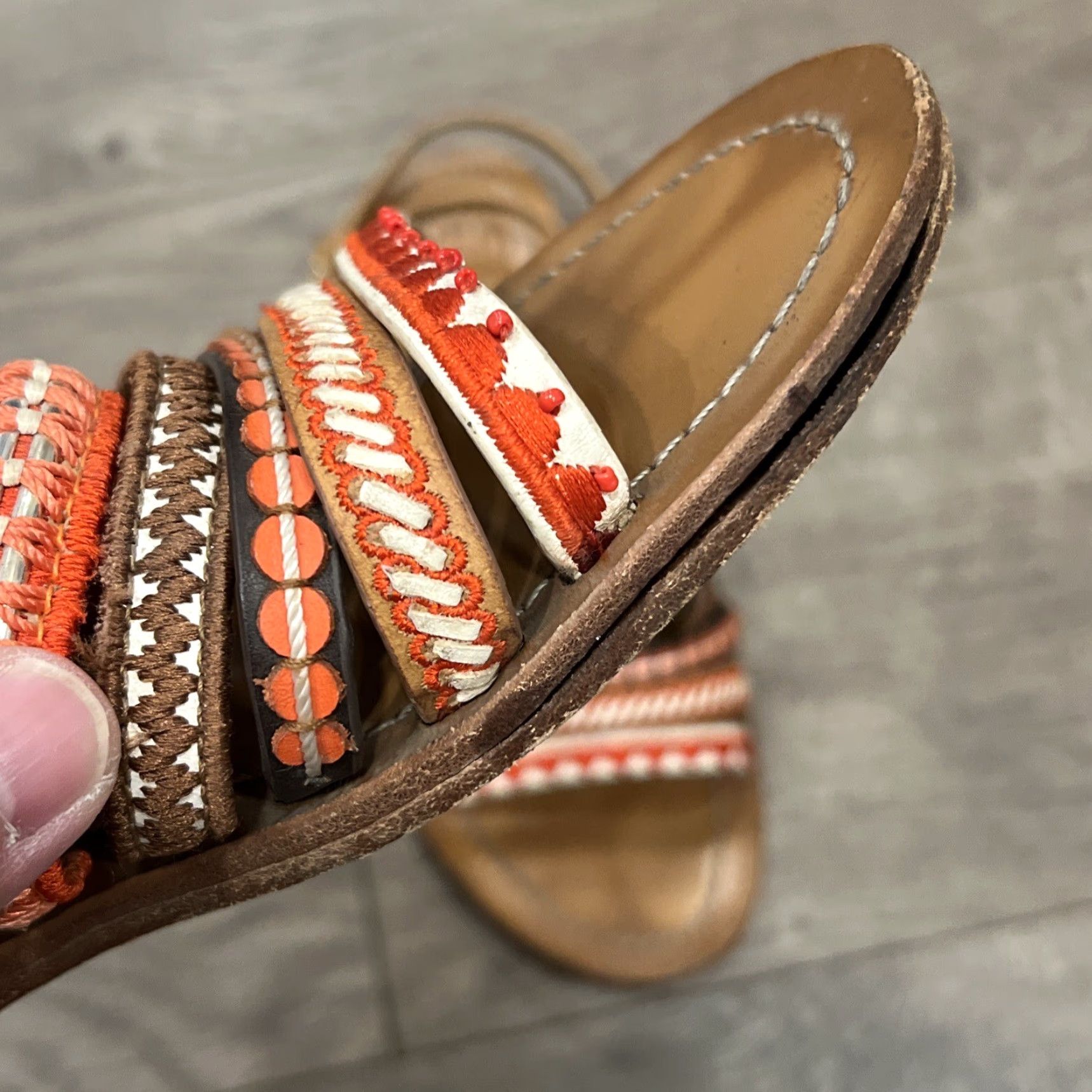 Tory Burch TORY BURCH Limited Edition Black Leather Flip Flop Sandals Women Size 8.5 - Beaded, Embroidered, Casual, Summer, Disco Theme Size US 8.5 / IT 38.5 - 3 Thumbnail